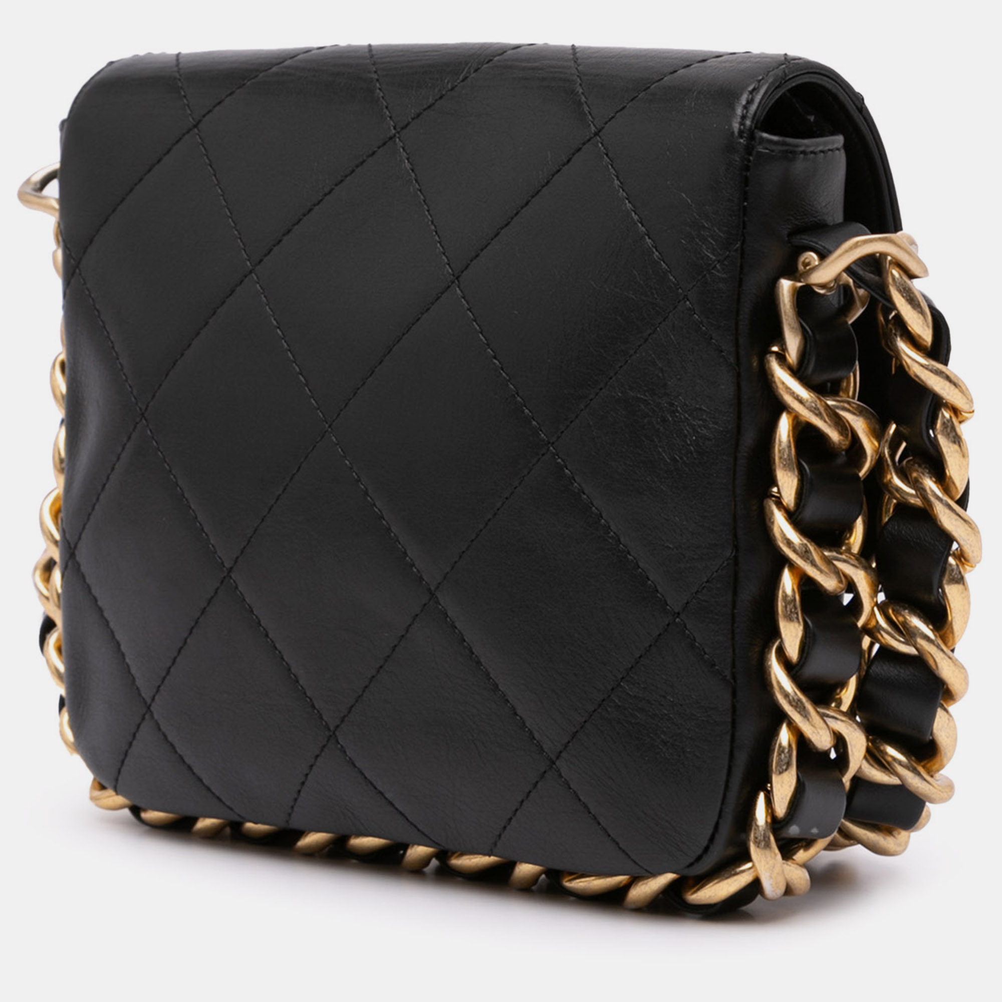 Chanel Black Quilted Calfskin Framing Chain Small Flap Bag