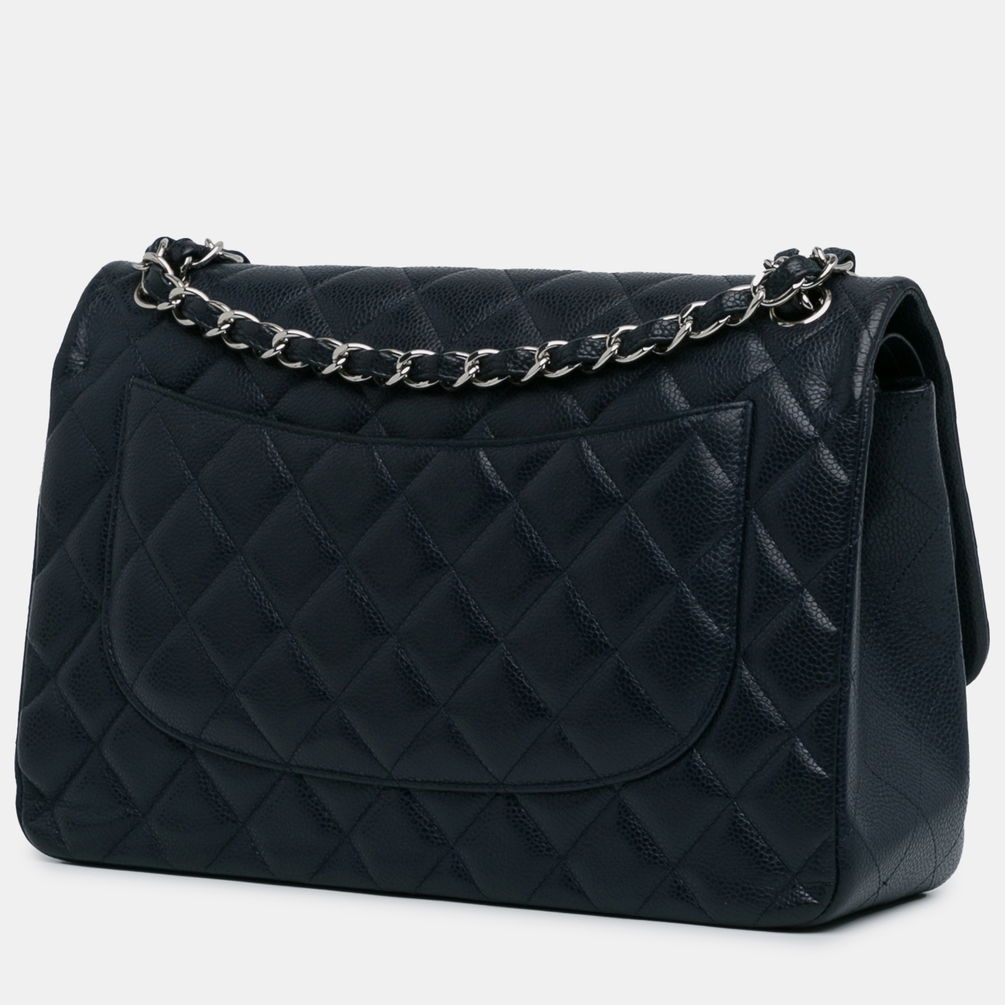 Chanel Black Classic Caviar Double Flap Jumbo Bag