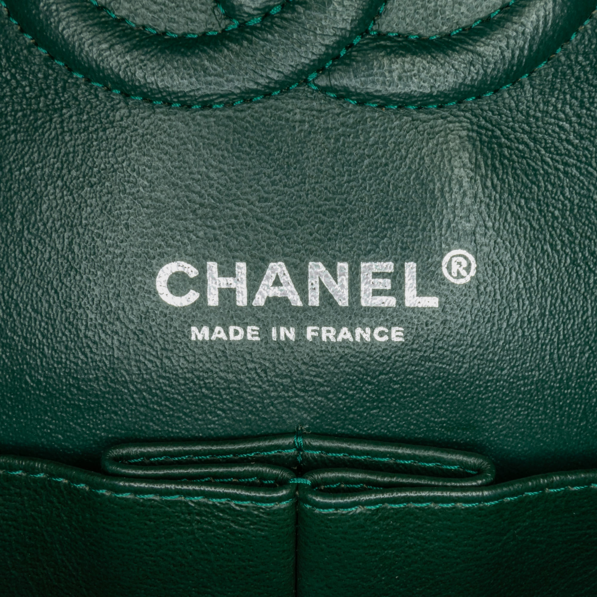 Chanel Green Cotton Medium Classic Jersey Double Flap Bag