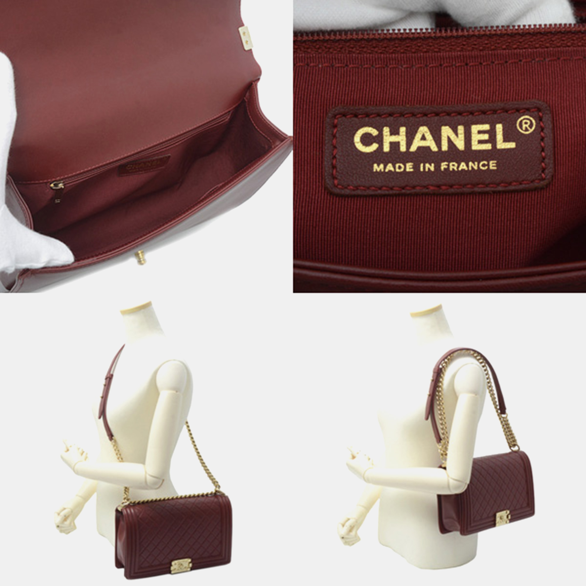 Chanel Burgundy Lambskin Leather Medium Boy Chain Shoulder Bag