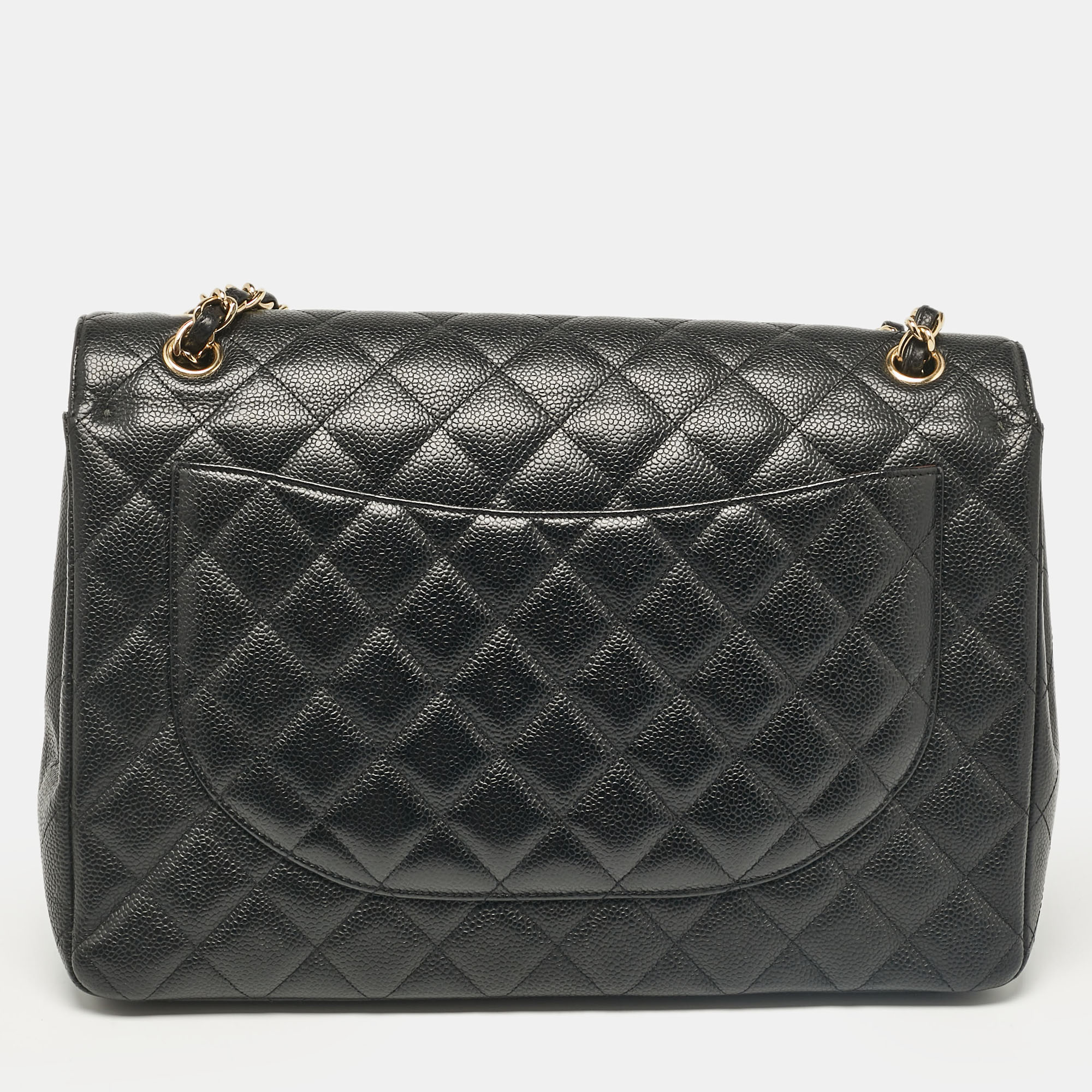 Chanel Black Caviar Quilted Leather Maxi Classic Double Flap Bag