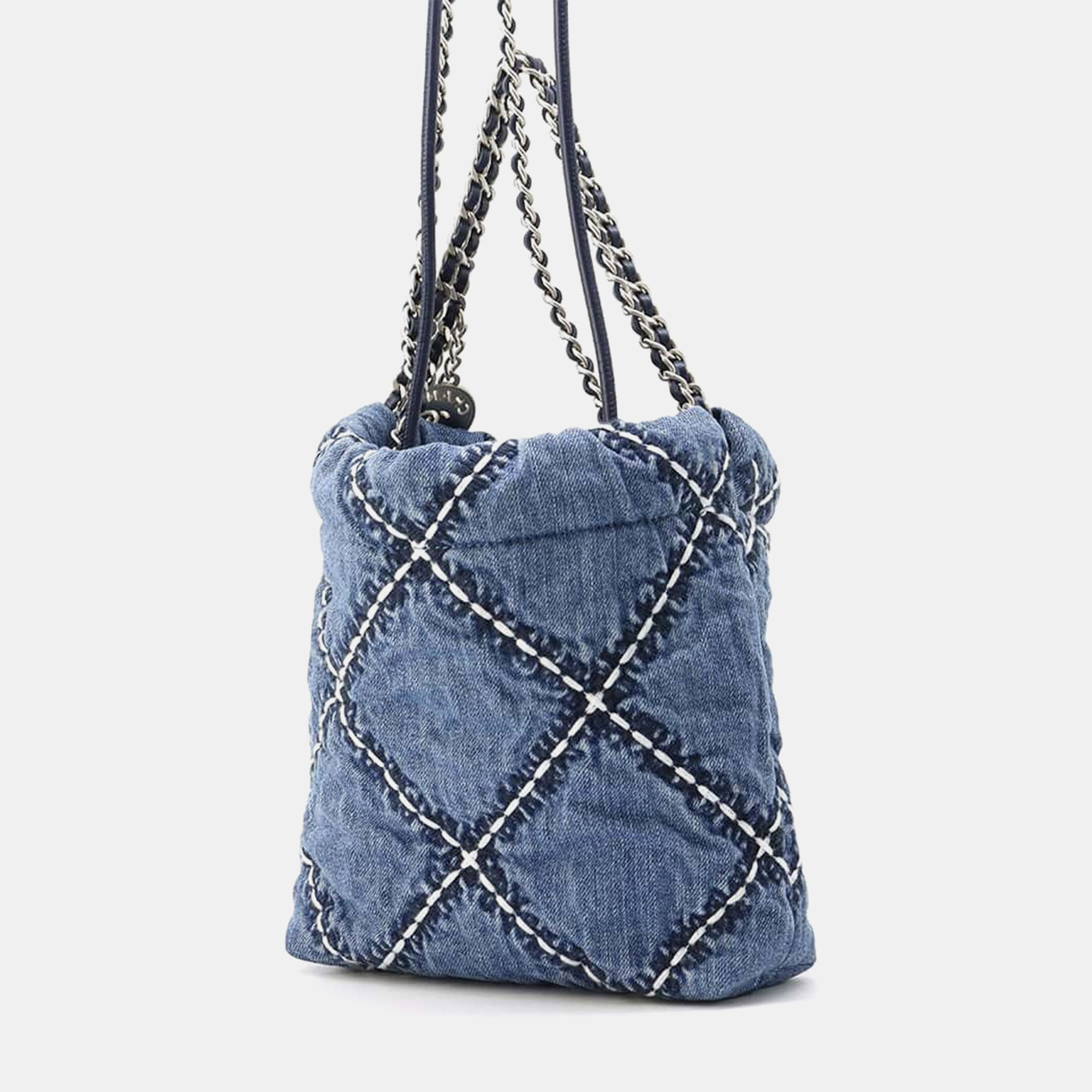 Chanel Blue Denim Chanel22 Stitch Mini Handbag