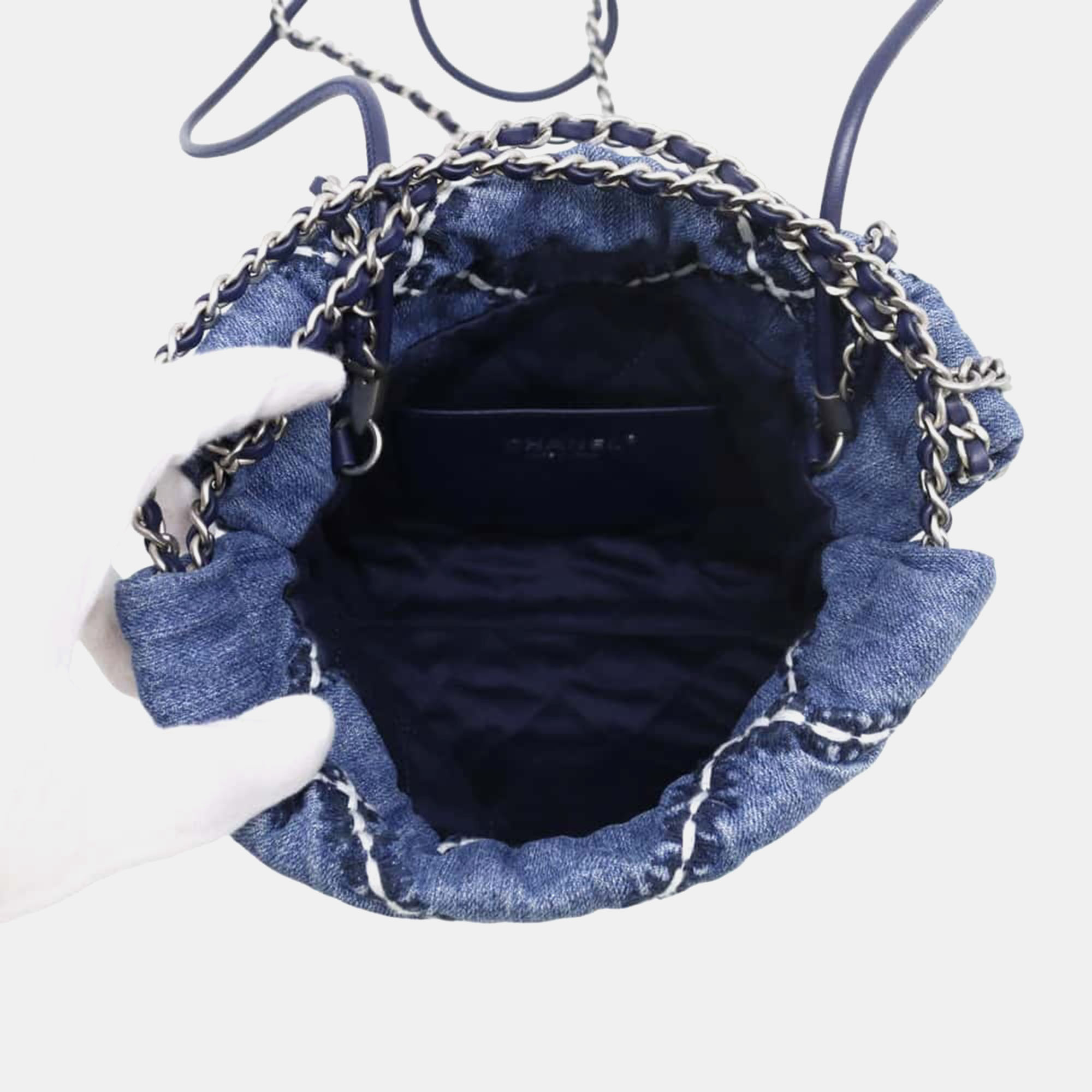 Chanel Blue Denim Chanel22 Stitch Mini Handbag