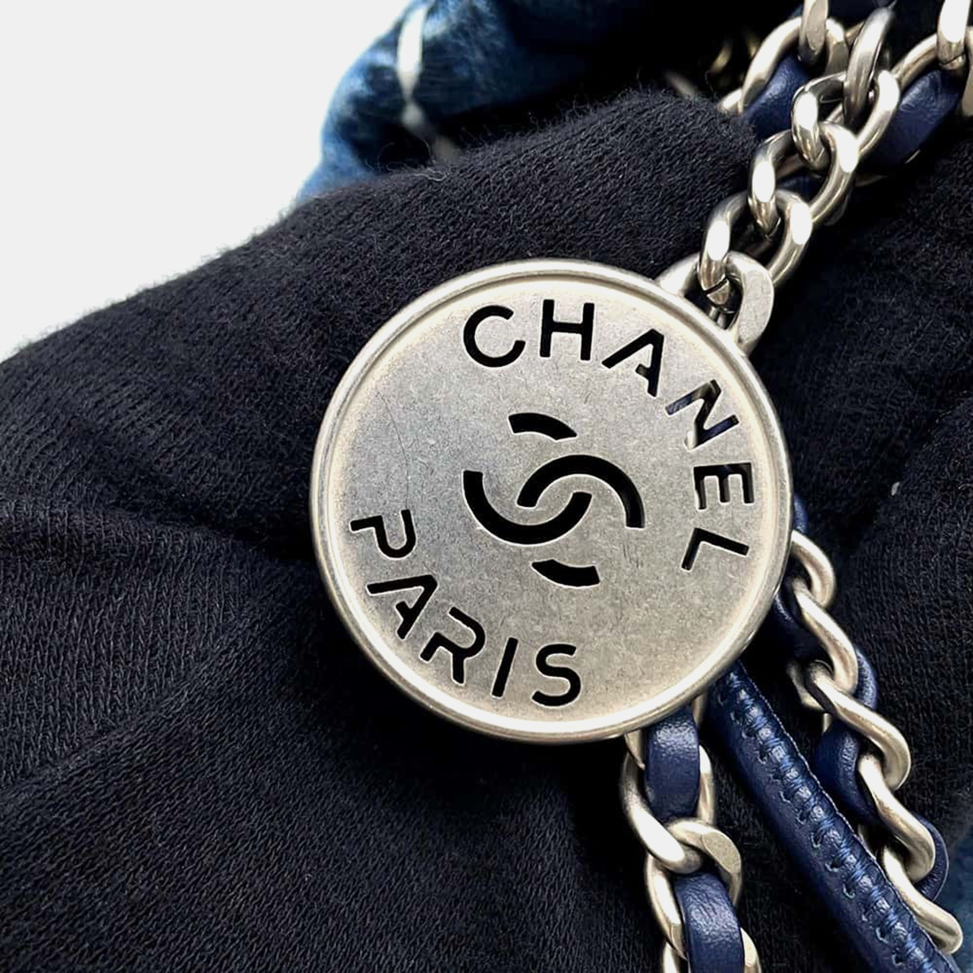 Chanel Blue Denim Chanel22 Stitch Mini Handbag