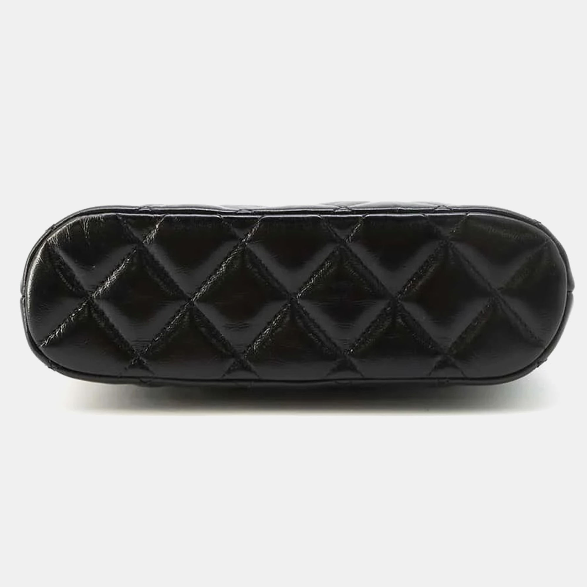 Chanel Black Shiny Lambskin Matelasse Small Shopping Bag