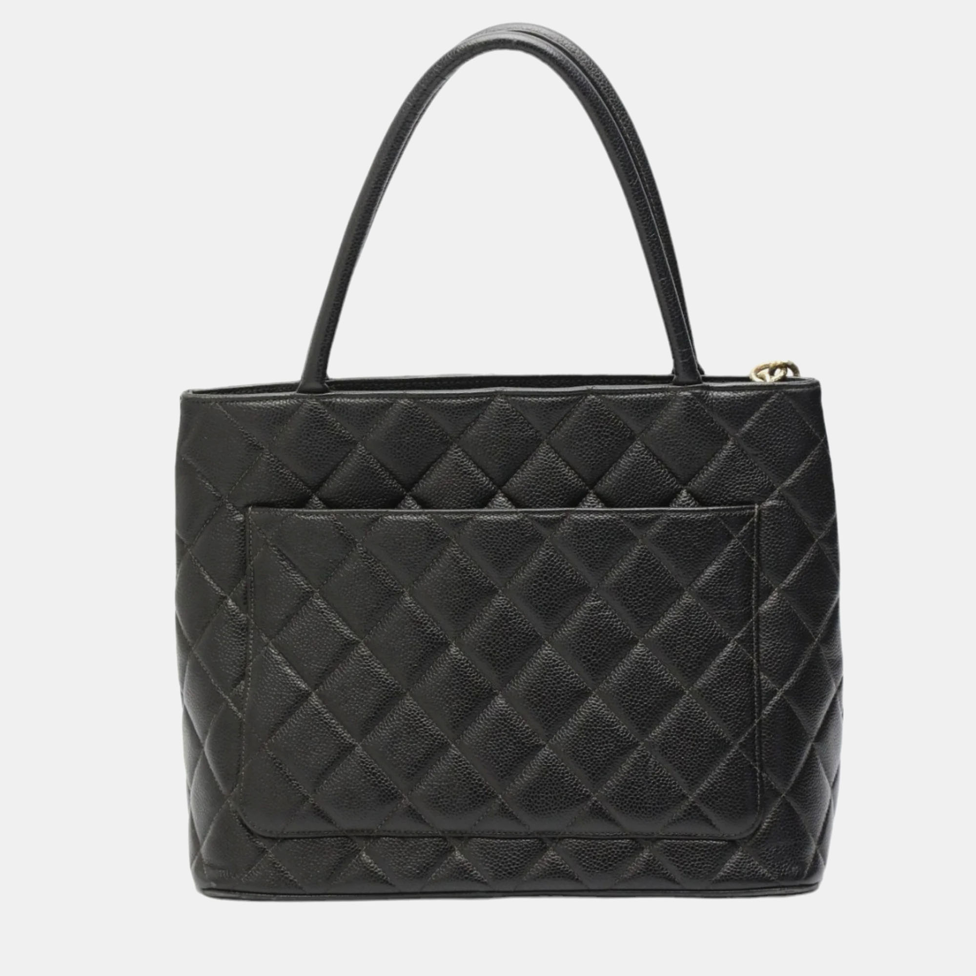 Chanel Matte Black Caviar Skin Reproduction Tote Bag