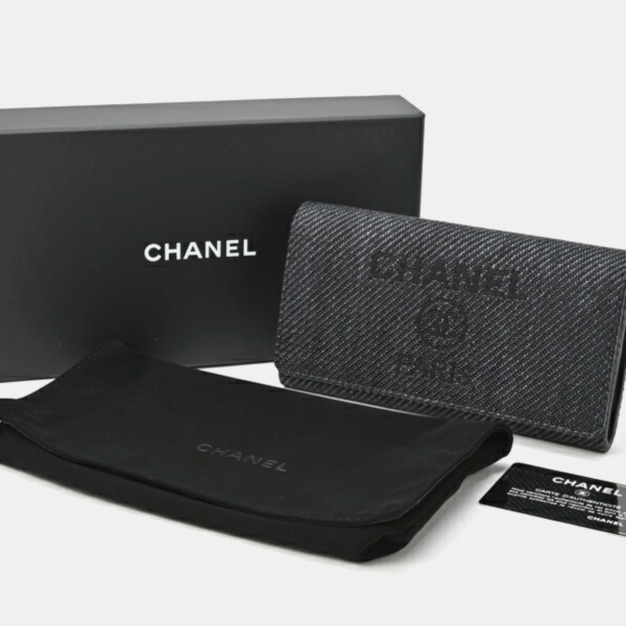 Chanel Black Canvas/Leather Deauville Long Flap Wallet