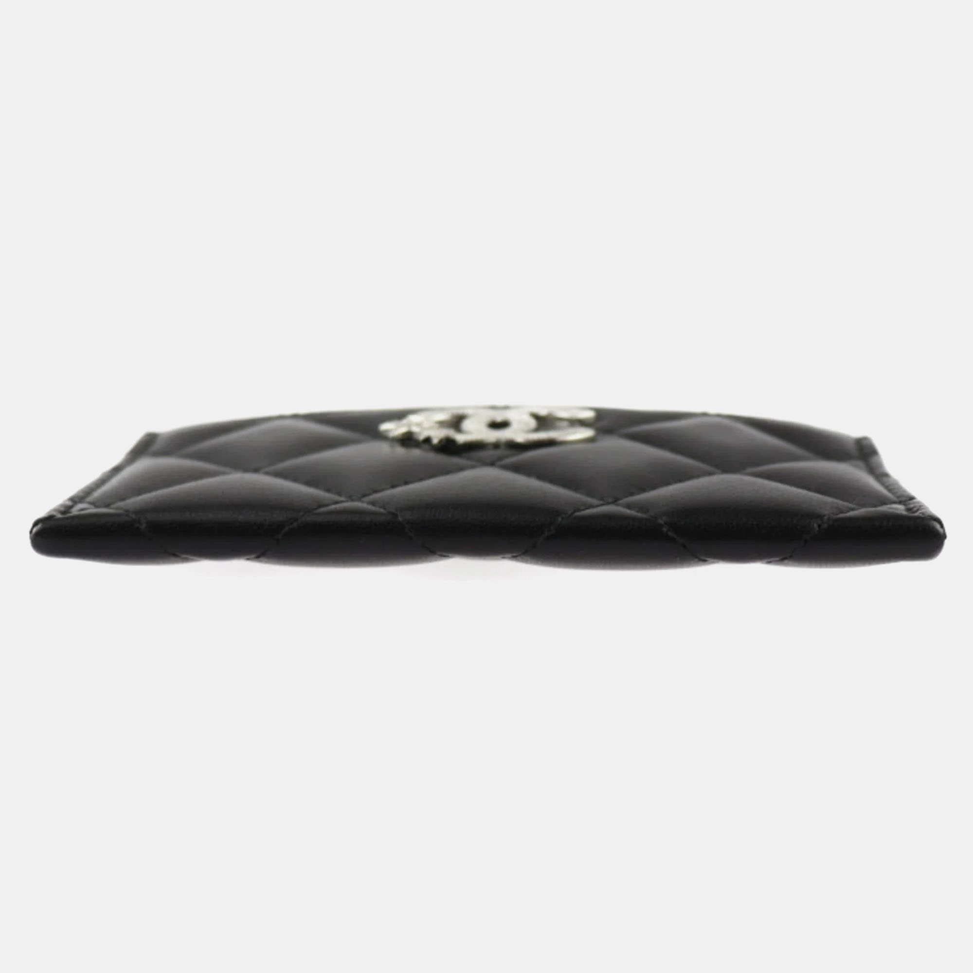 Chanel Black Lambskin Matelasse Star Coco Mark Cruise Card Case