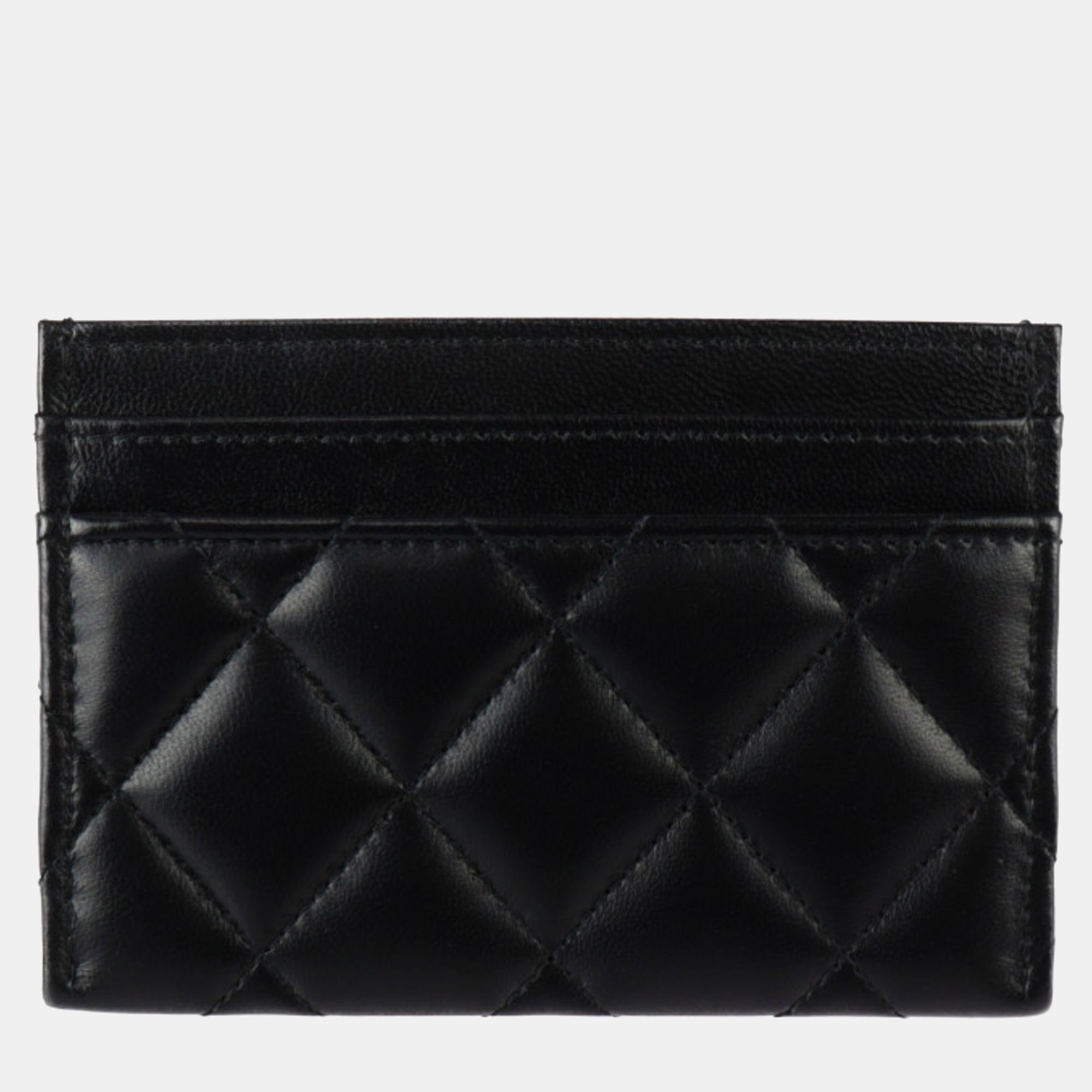 Chanel Black Lambskin Matelasse Star Coco Mark Cruise Card Case