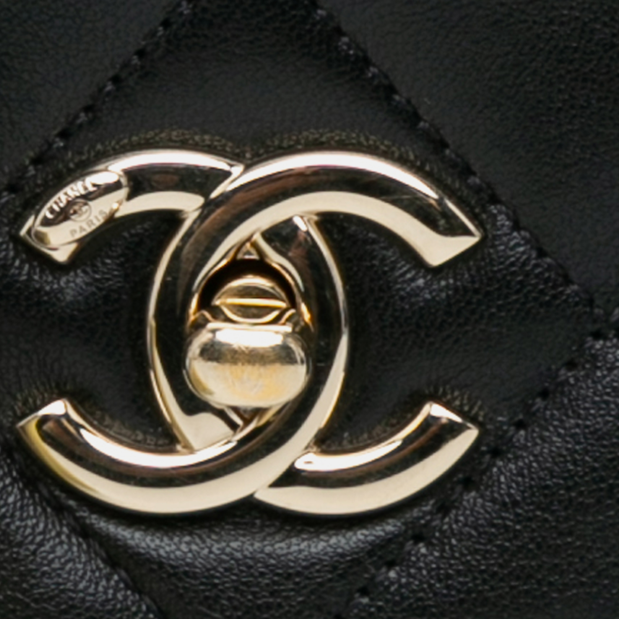 Chanel Black Lambskin Leather Mini Quilted Multi Chain Flap Bag