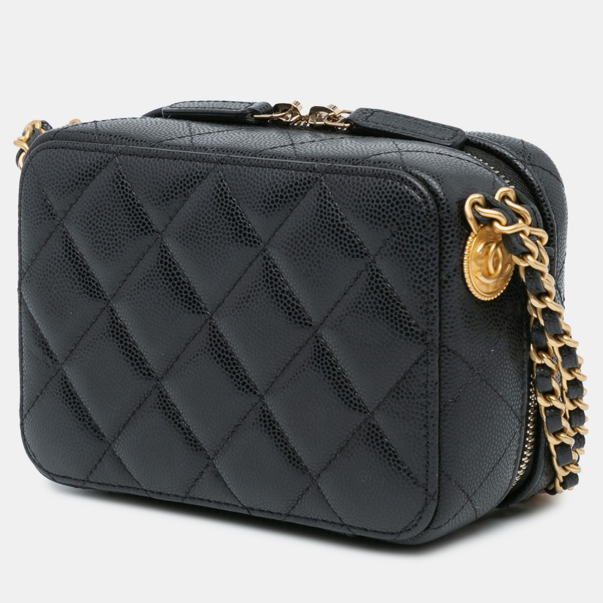 Chanel Black Quilted Caviar Twist Your Buttons Crossbody Bag