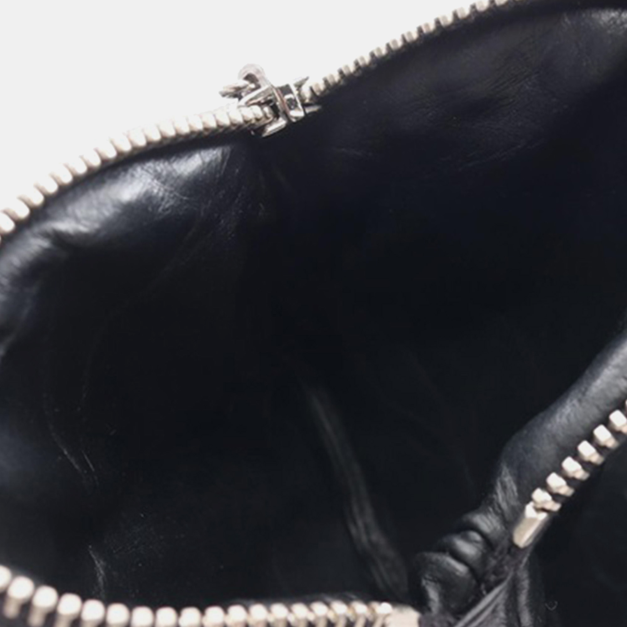 Chanel Black Quilted Aged Calfskin Round Clutch Bag