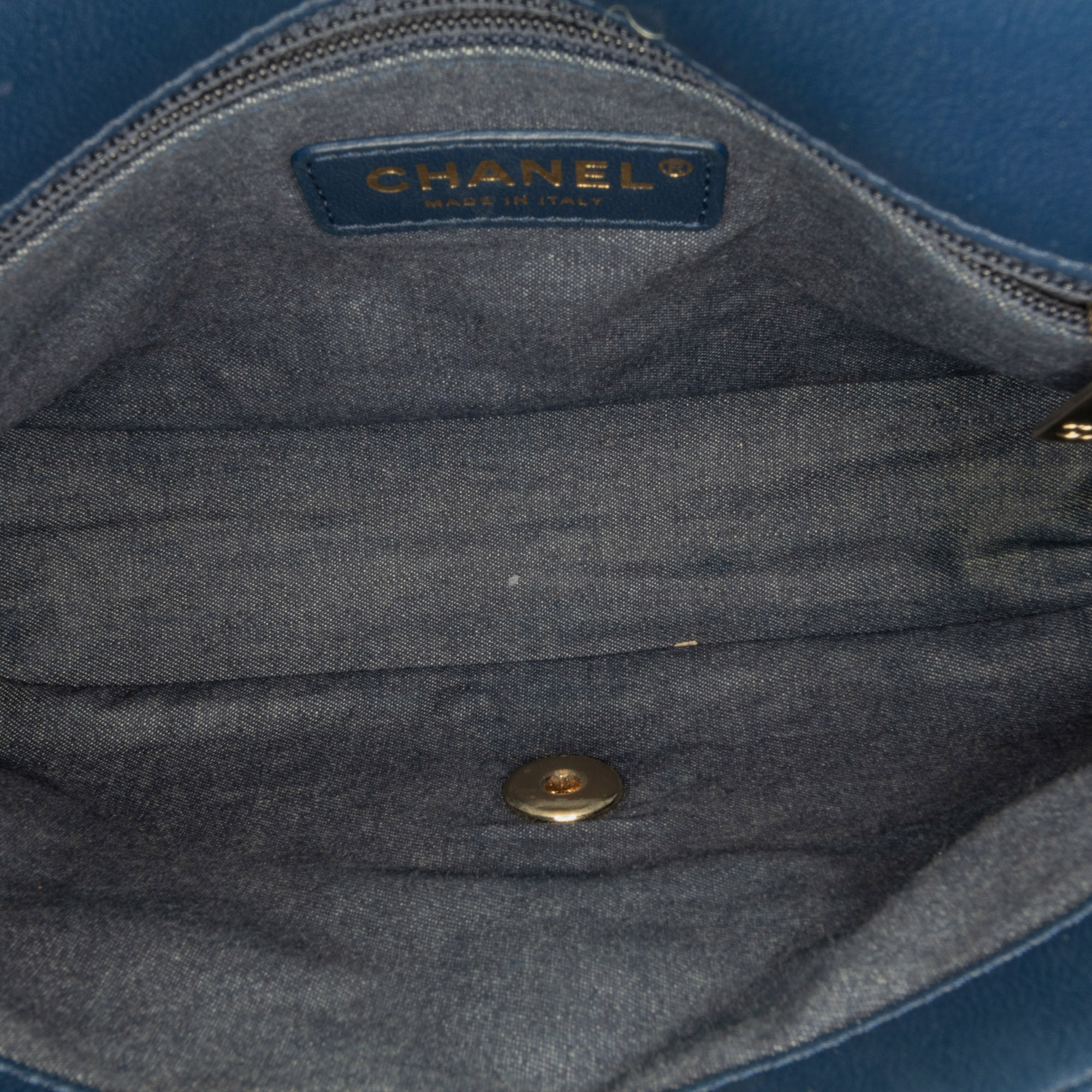 Chanel Navy Blue Small Lambskin Elegant Chain Single Flap Bag