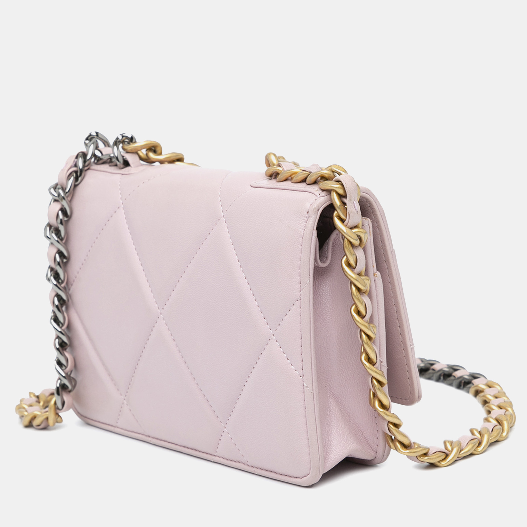 Chanel Pink Quilted Lambskin 19 Wallet On Chain