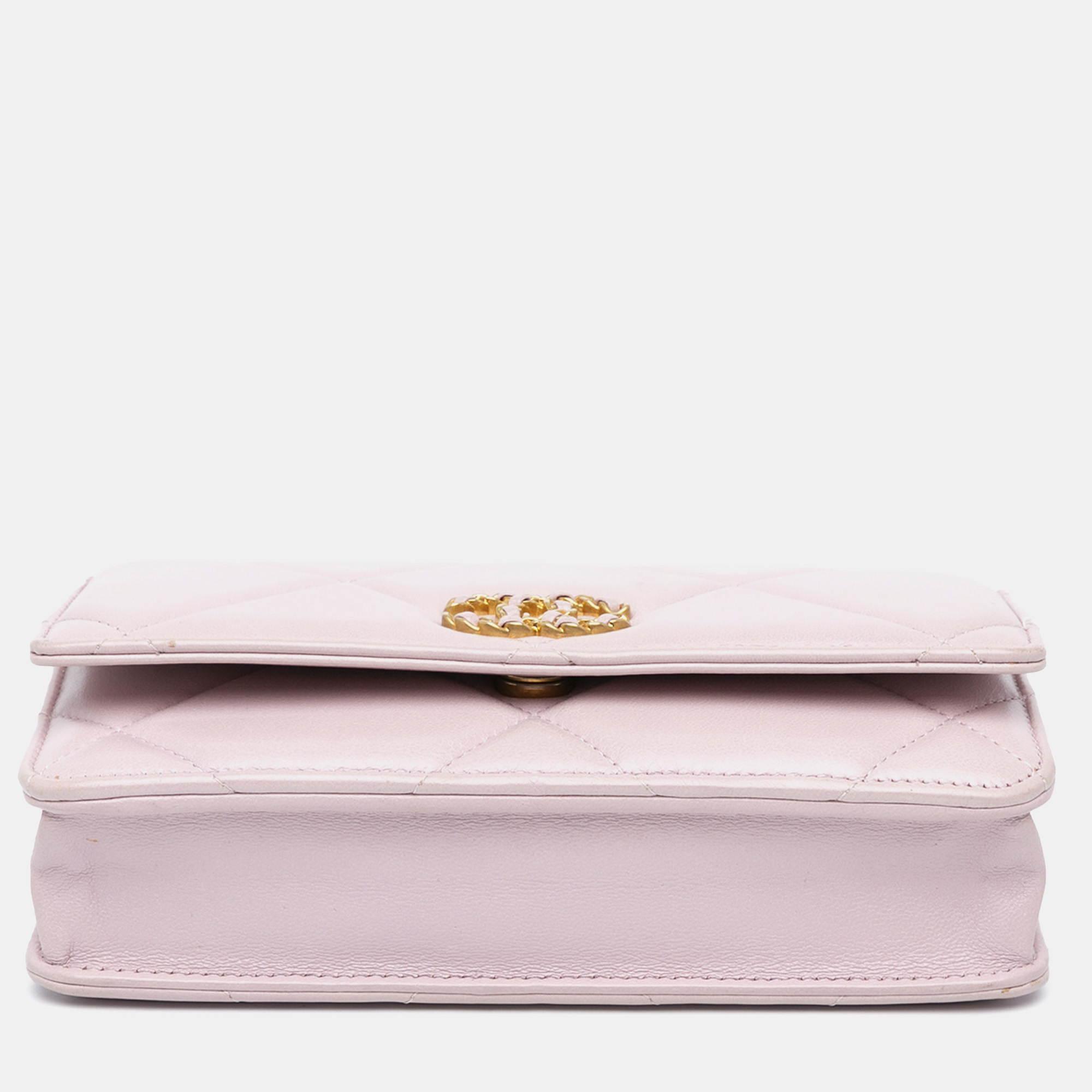 Chanel Pink Quilted Lambskin 19 Wallet On Chain