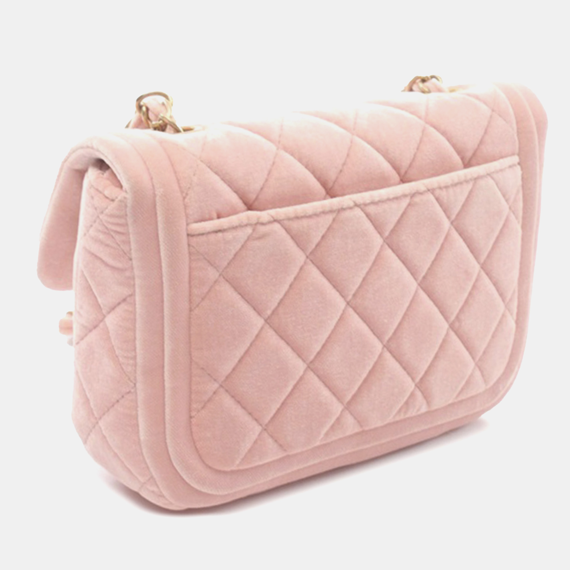 Chanel Pink Mini Quilted Velvet Double Frame Flap