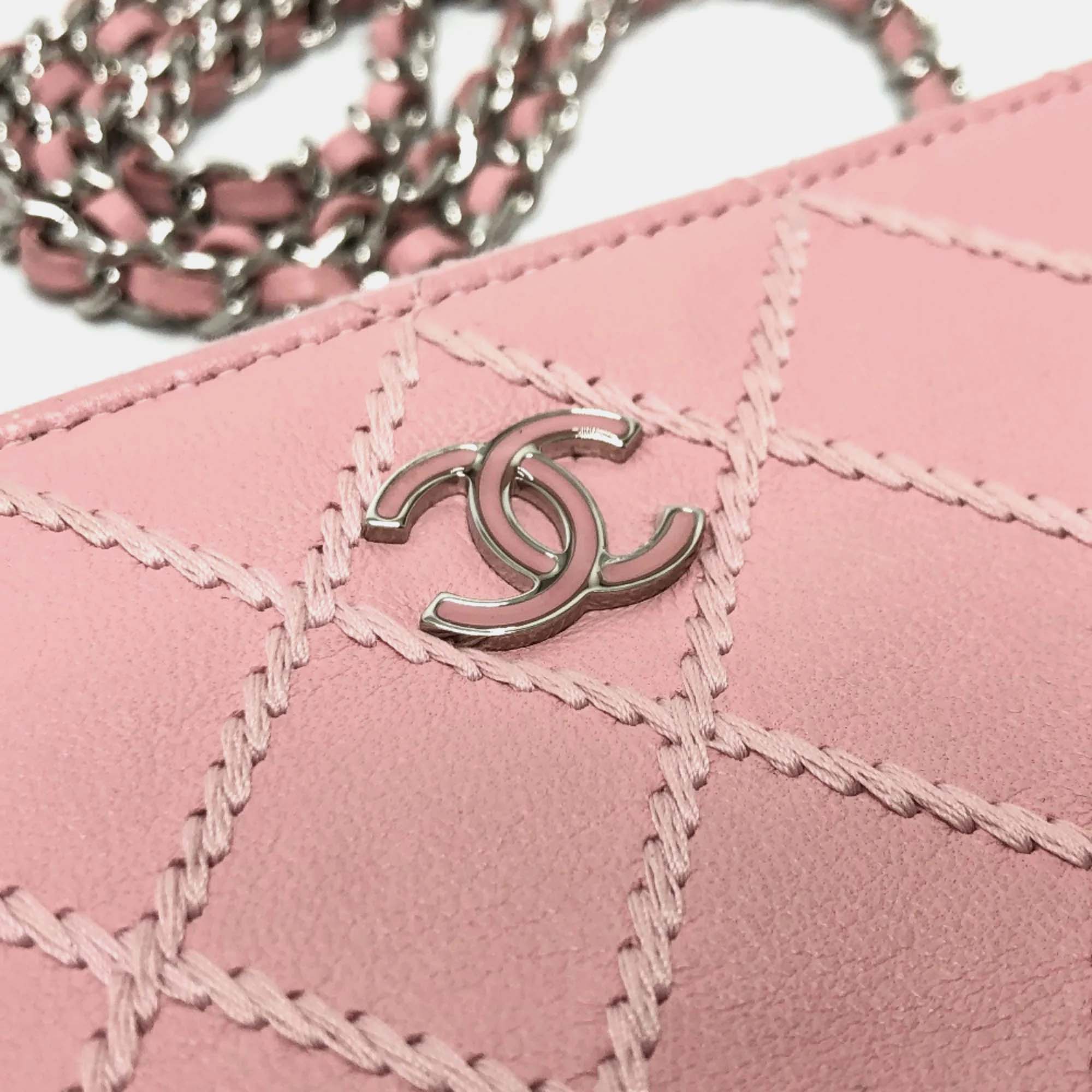 Chanel Pink CC Mark Chain Wallet Long Wallet