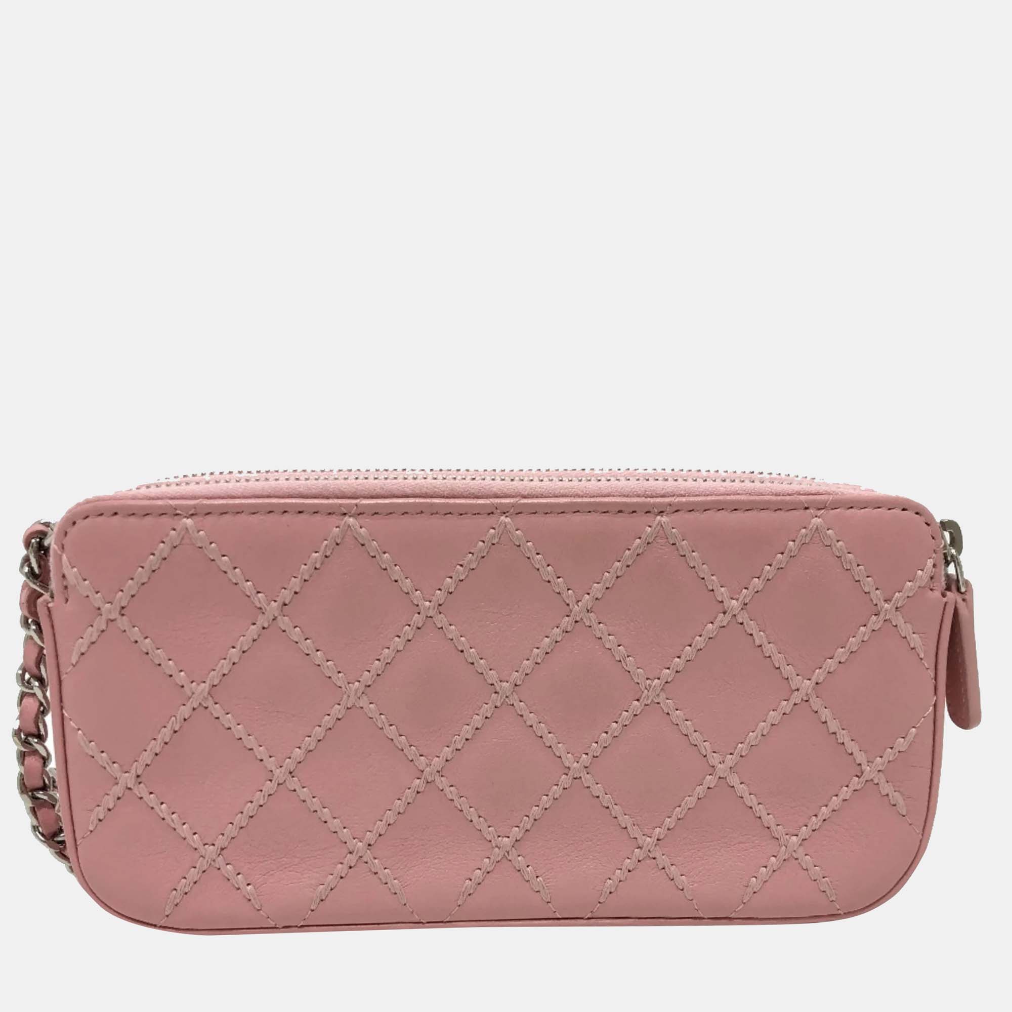 Chanel Pink CC Mark Chain Wallet Long Wallet