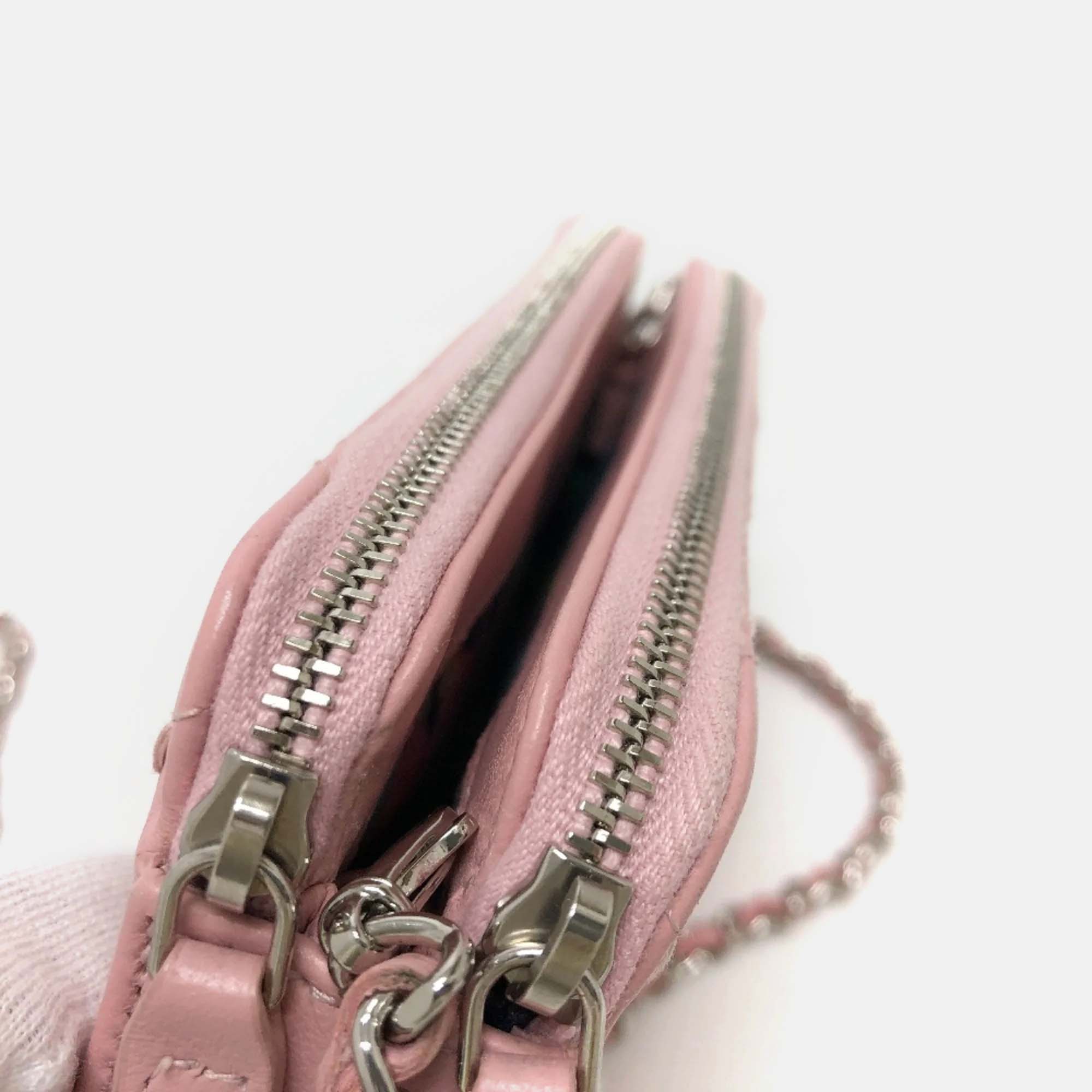 Chanel Pink CC Mark Chain Wallet Long Wallet