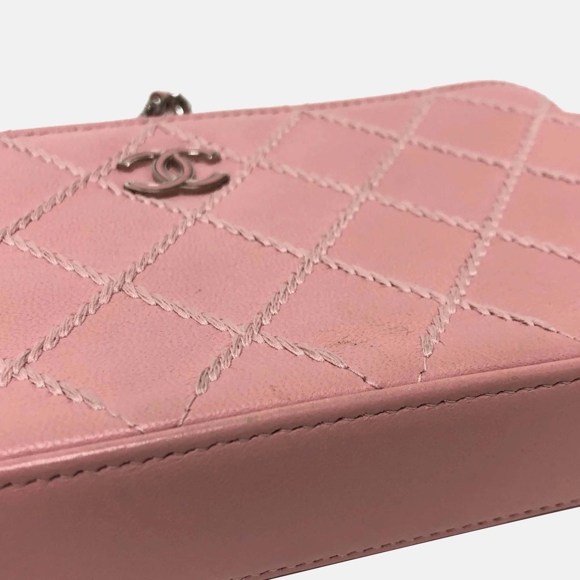 Chanel Pink CC Mark Chain Wallet Long Wallet