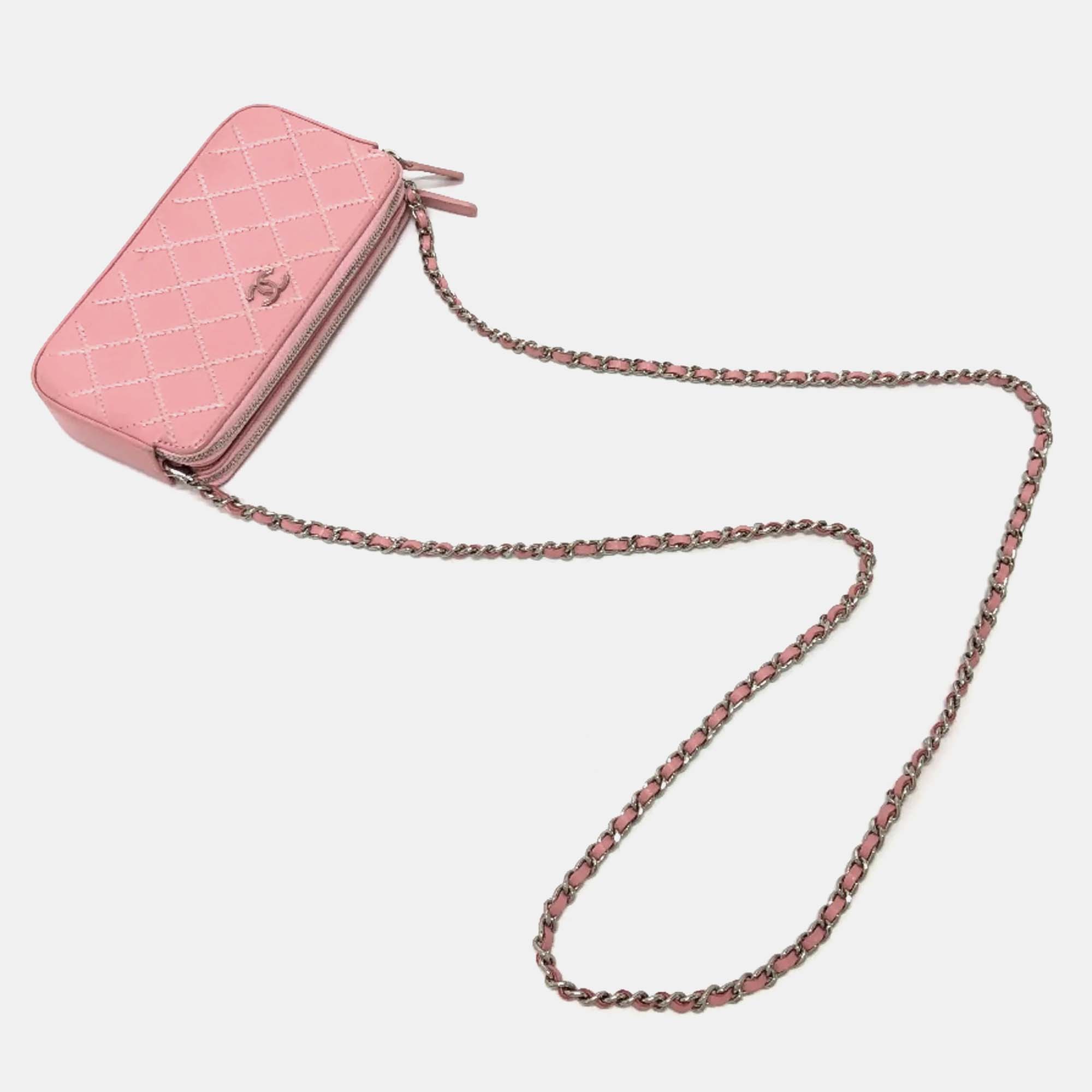 Chanel Pink CC Mark Chain Wallet Long Wallet