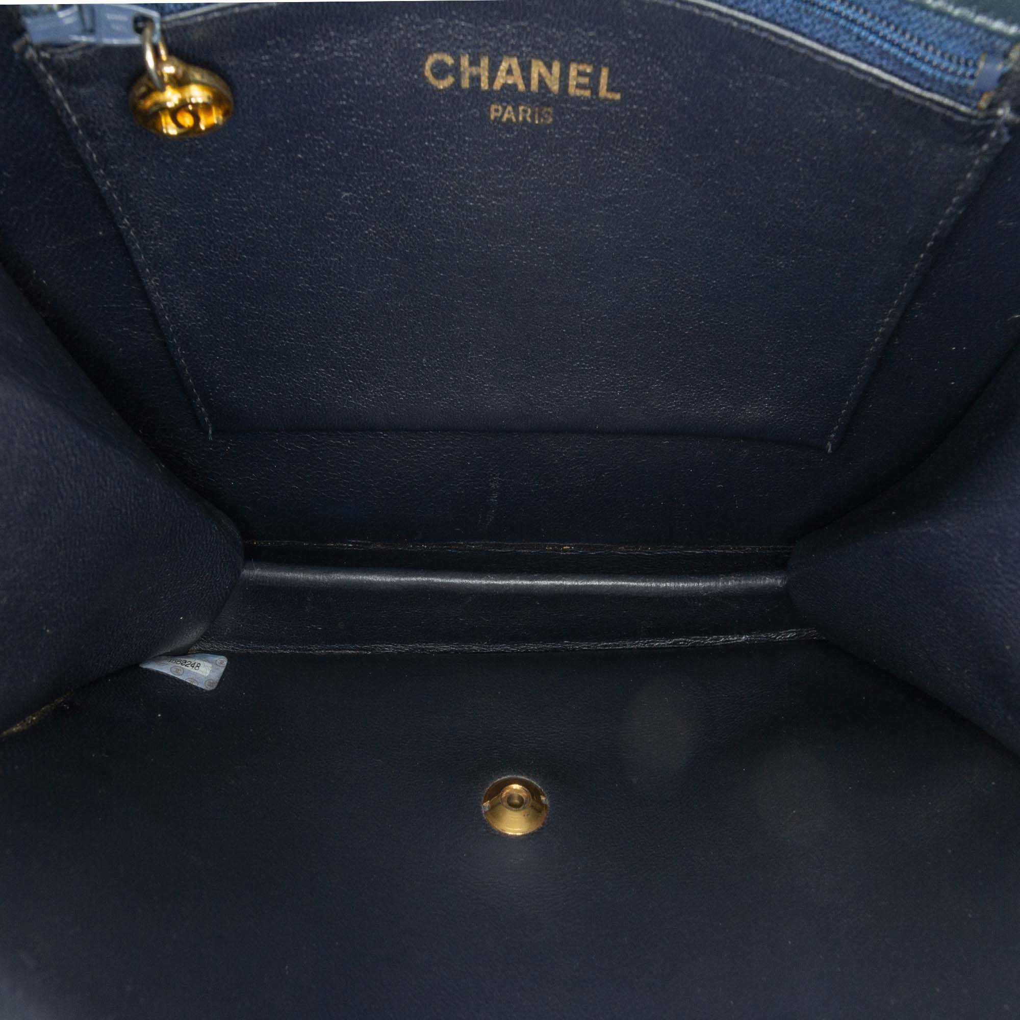 Chanel Navy Blue CC Calfskin Single Flap Bag