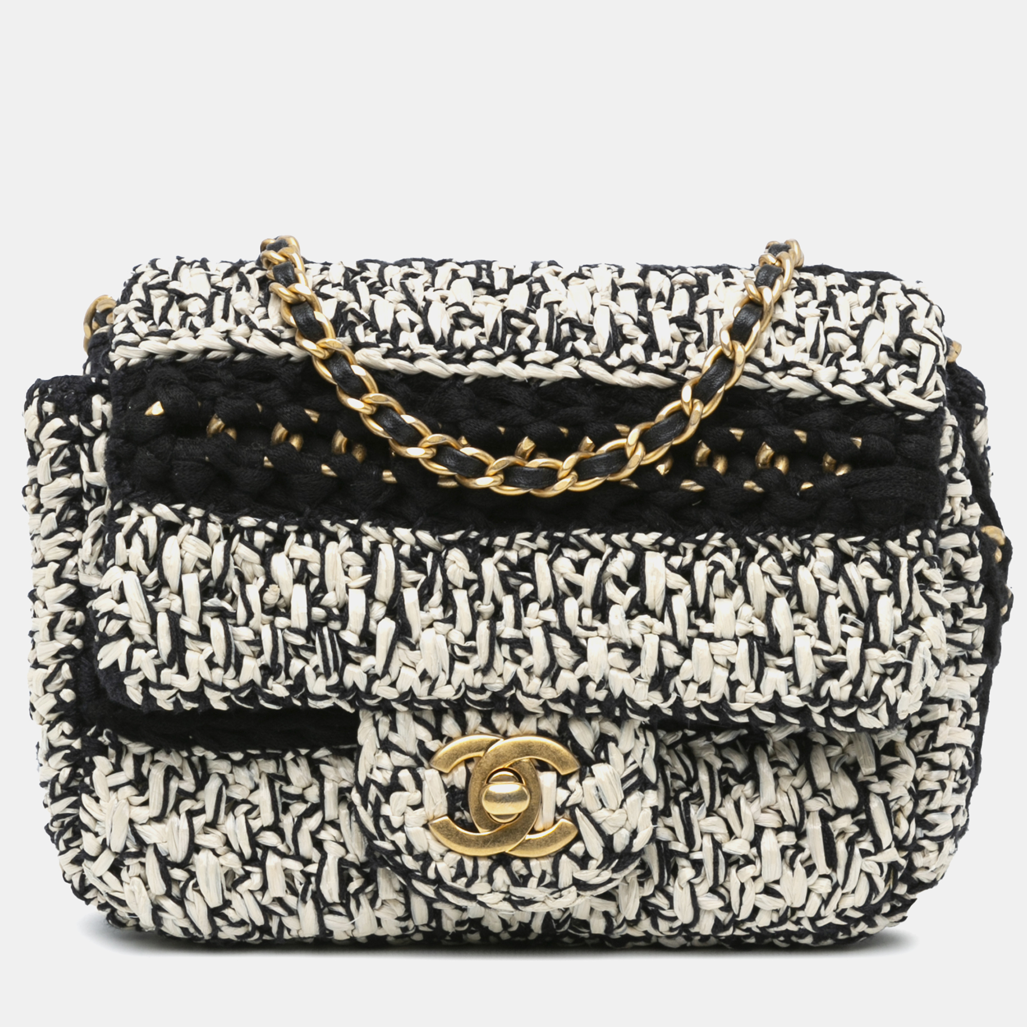 Chanel Multicolor Raffia Braided With Love Flap Bag