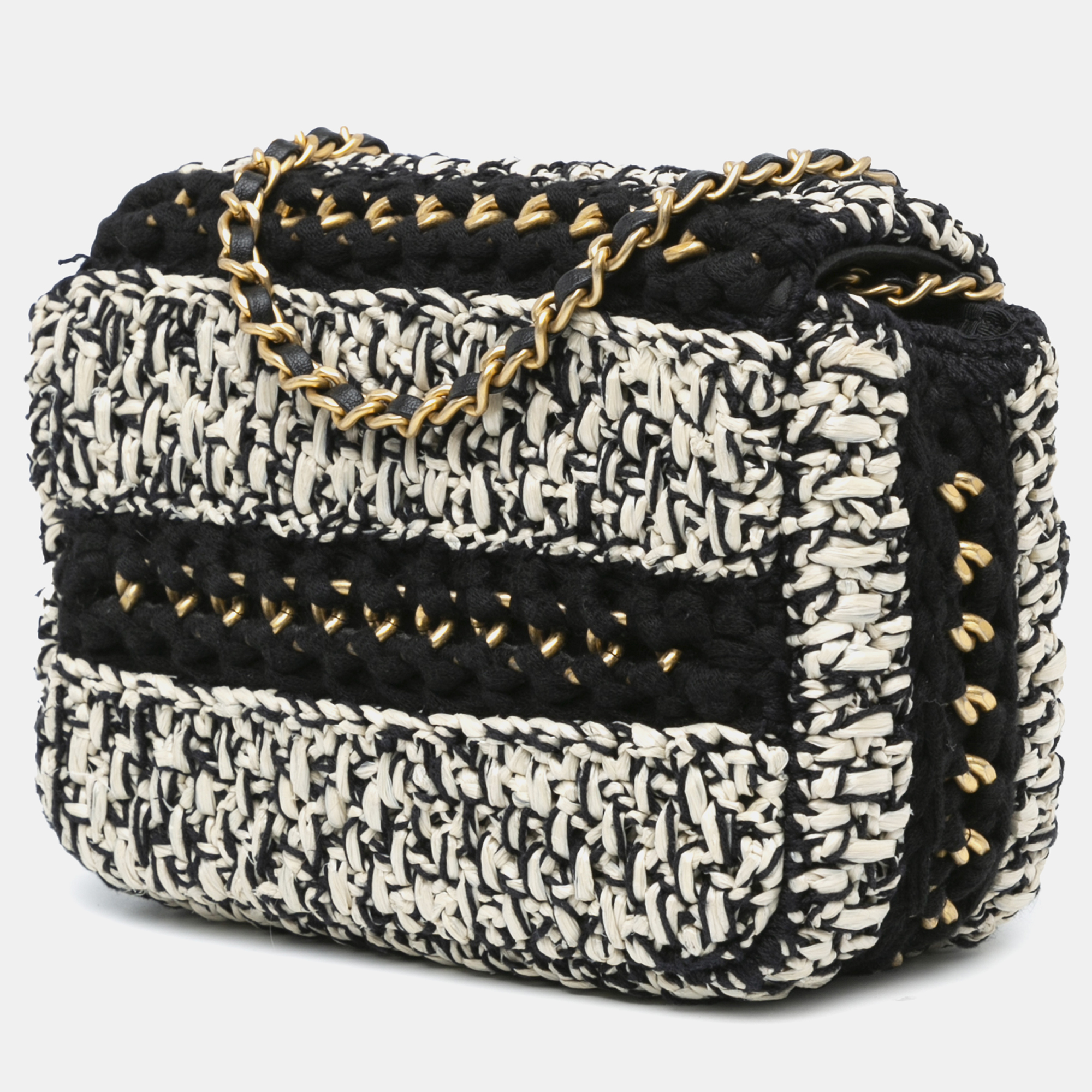 Chanel Multicolor Raffia Braided With Love Flap Bag