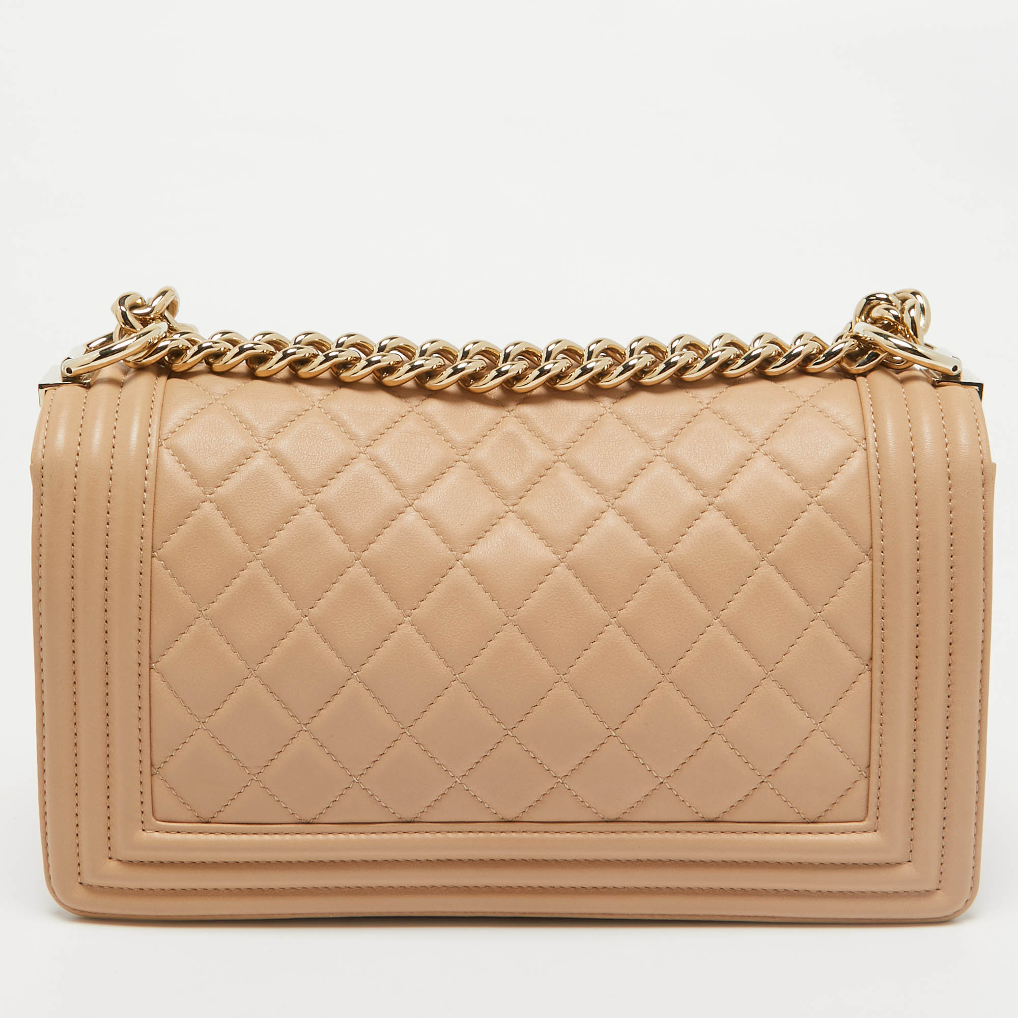 Chanel Beige Quilted Leather Medium Boy Flap Bag