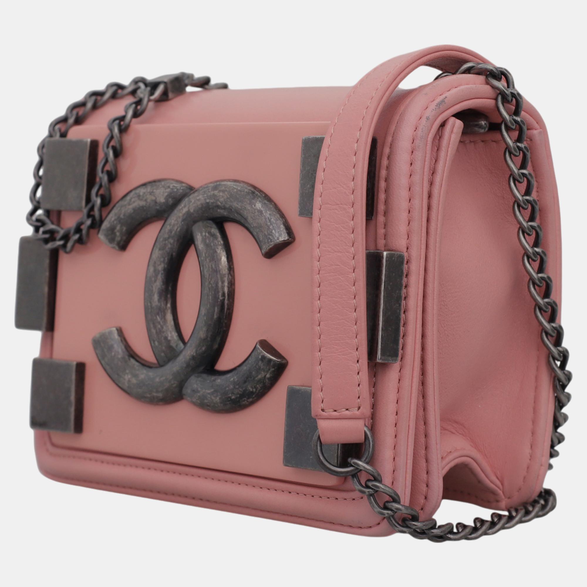 Chanel Pink Leather, Resin Boy Brick Flap Bag