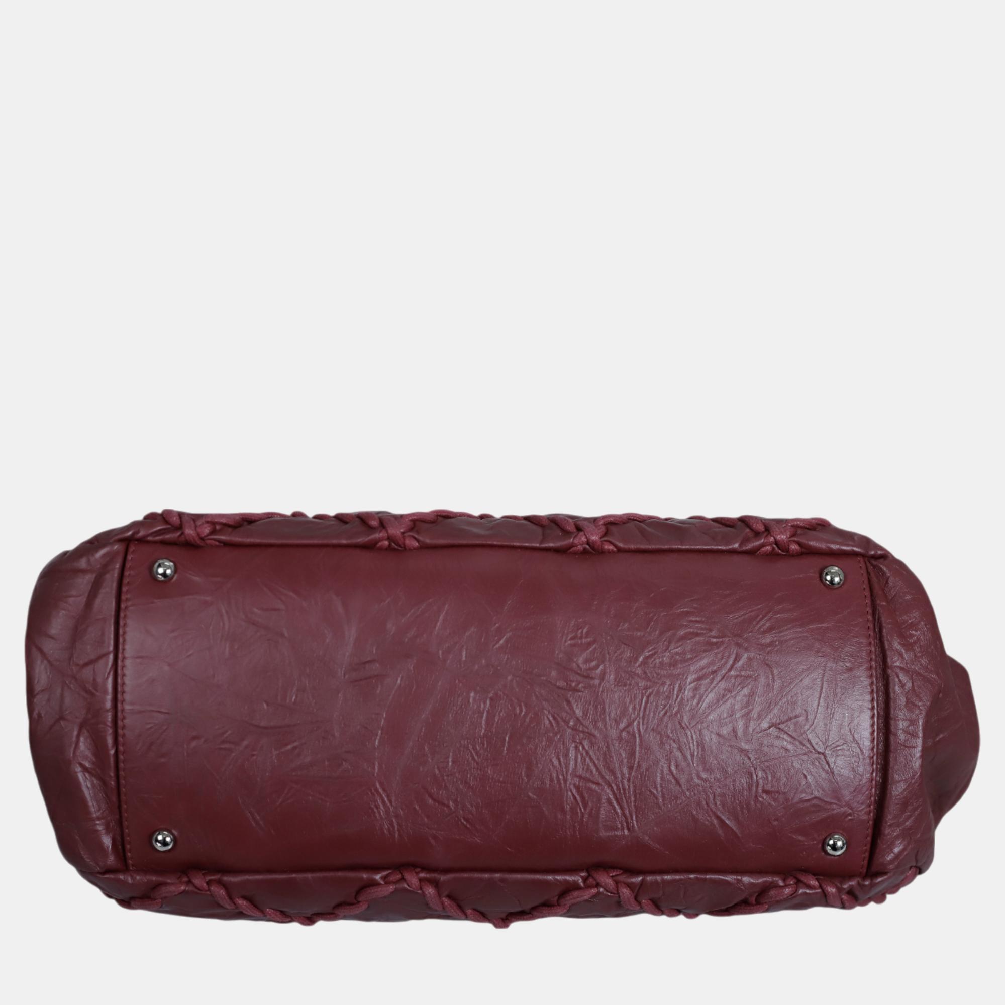 Chanel Burgundy Ultra Stitch Bowler Bag