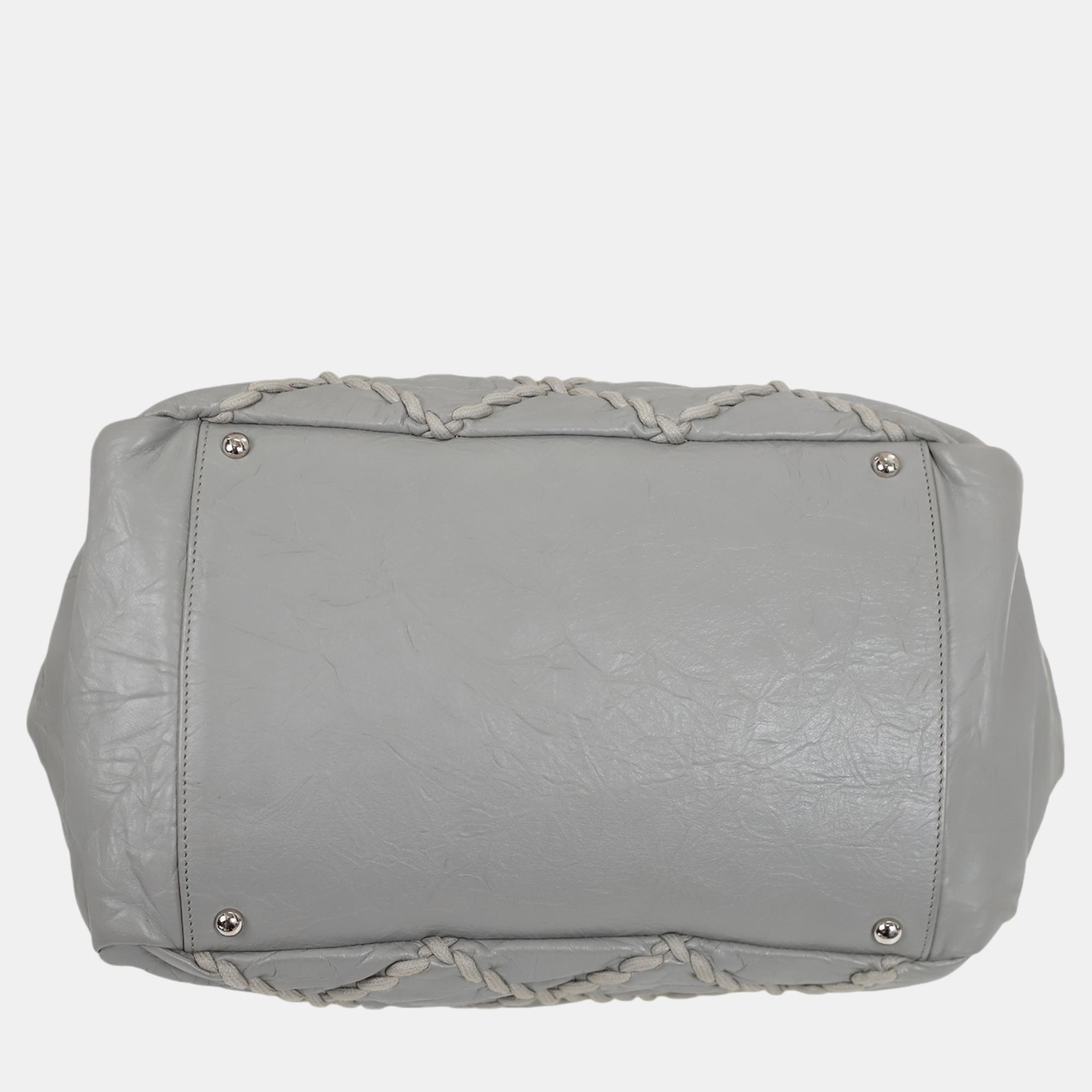 Chanel Grey Leather Ultra Stitch Shoulder Bag