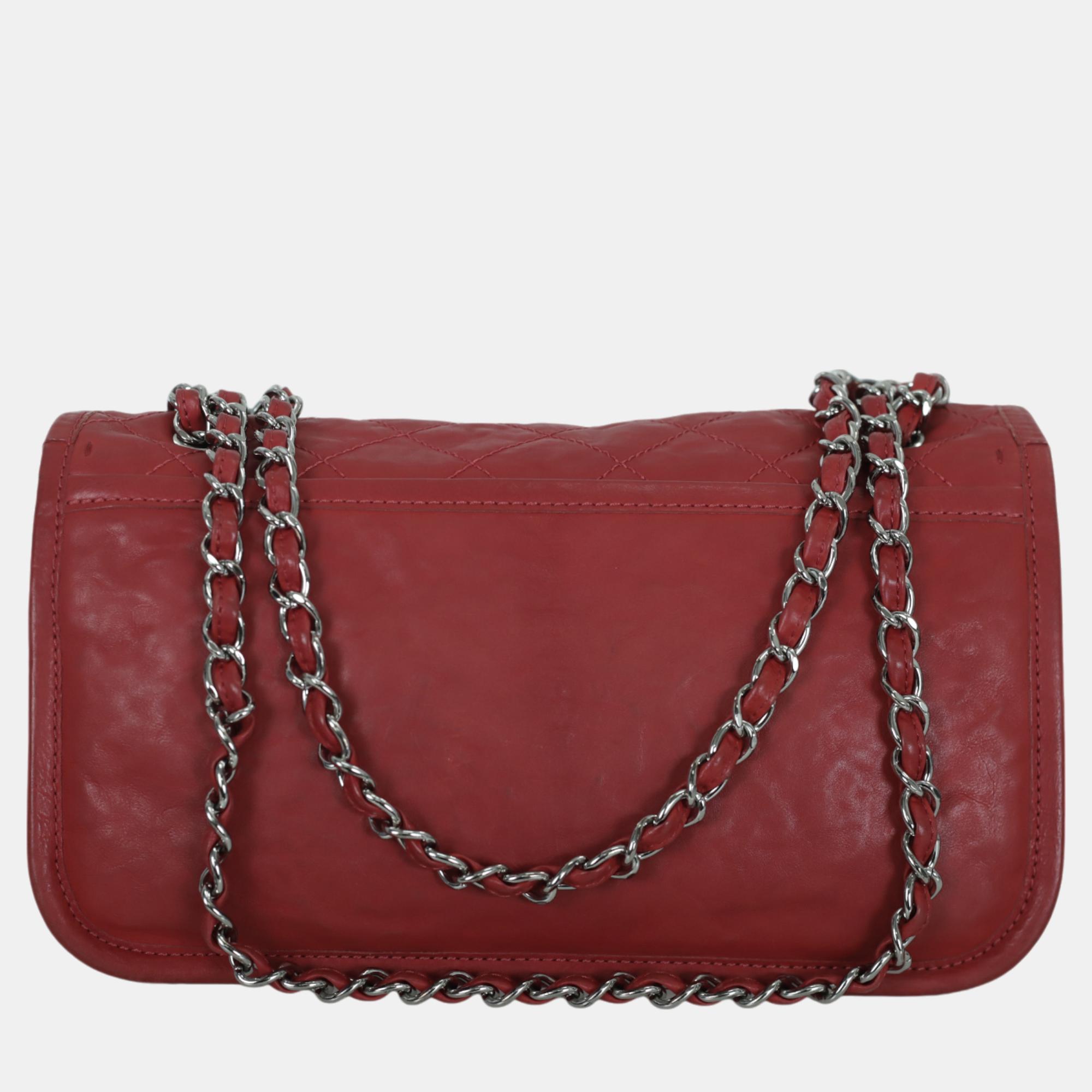 Chanel Red Leather Natural Beauty Flap Bag