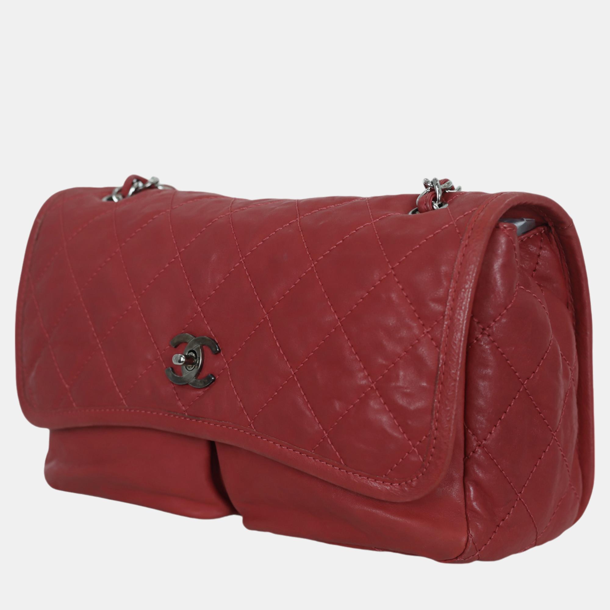 Chanel Red Leather Natural Beauty Flap Bag