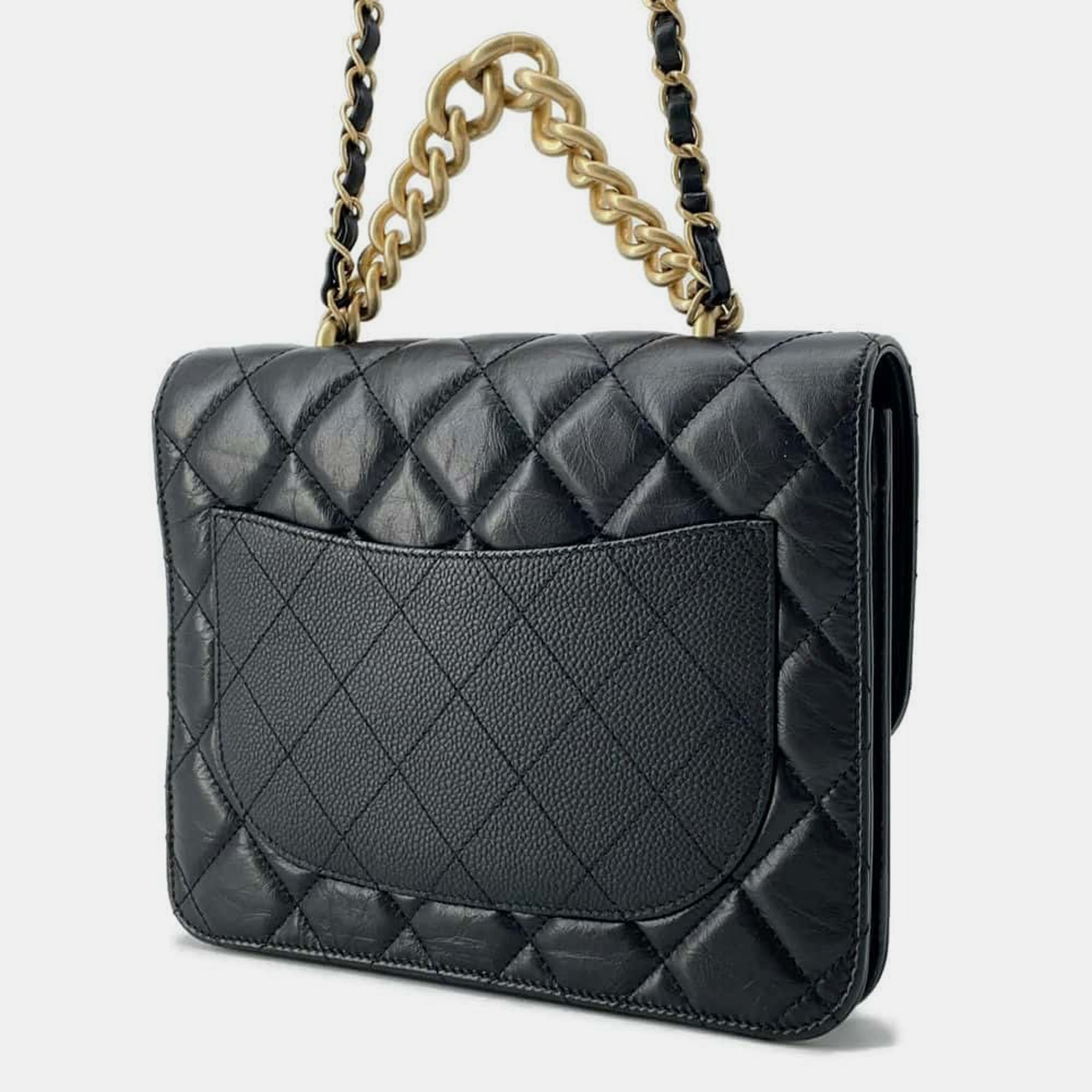 Chanel Black Caviar Leather Matelasse Chain Shoulder Bag