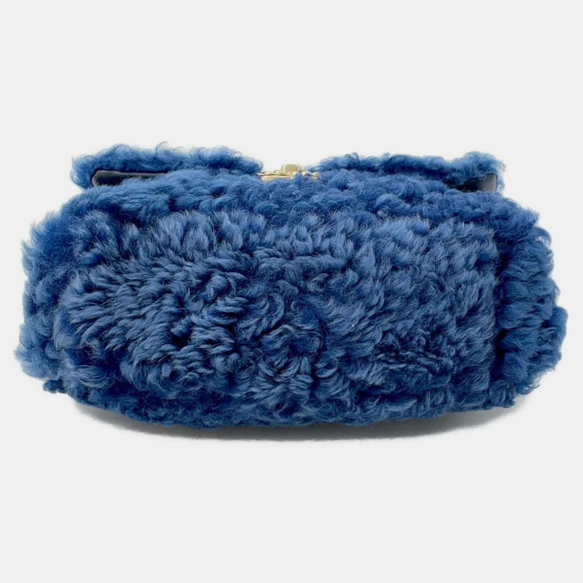 Chanel Blue Fur 19 Chain Shoulder Bag