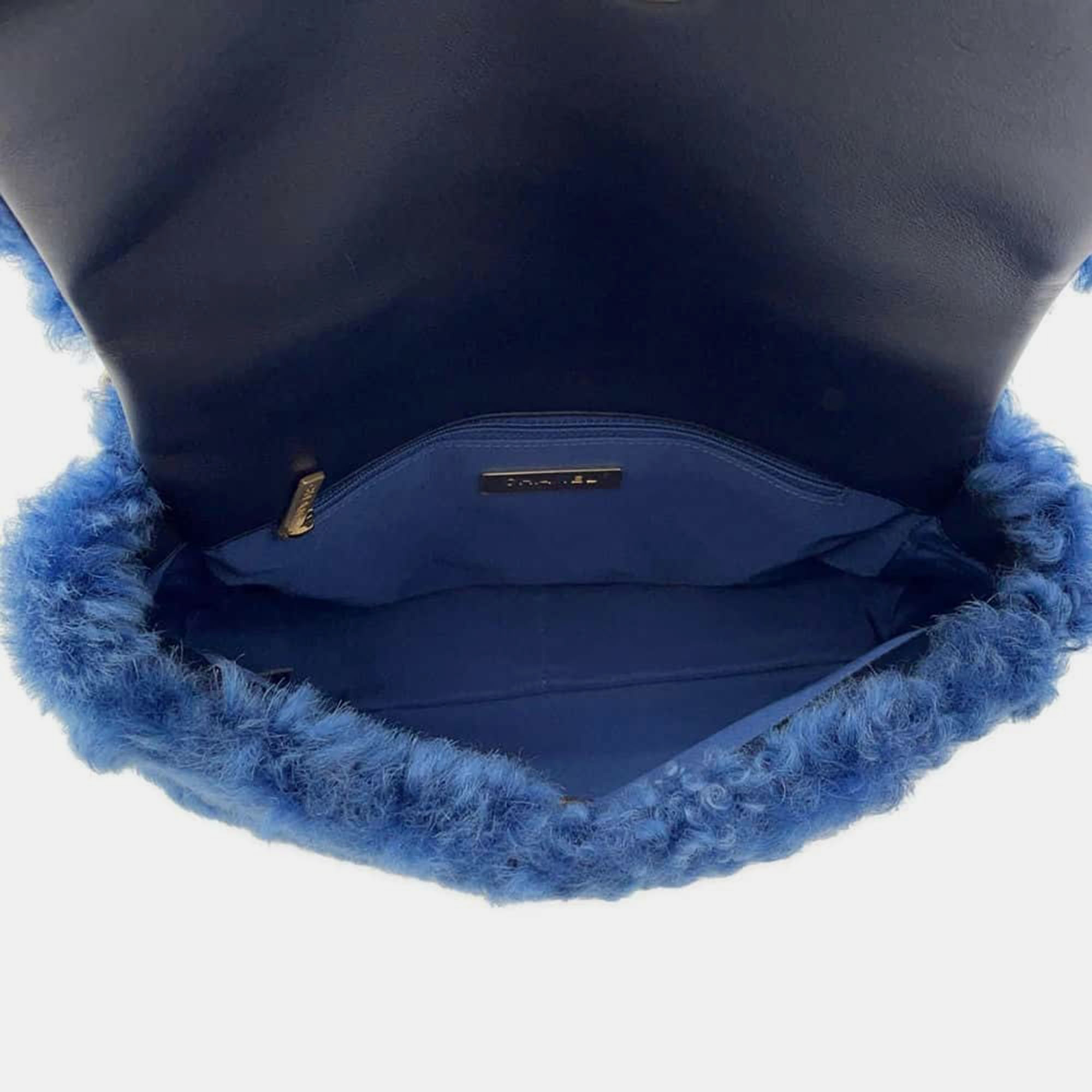 Chanel Blue Fur 19 Chain Shoulder Bag