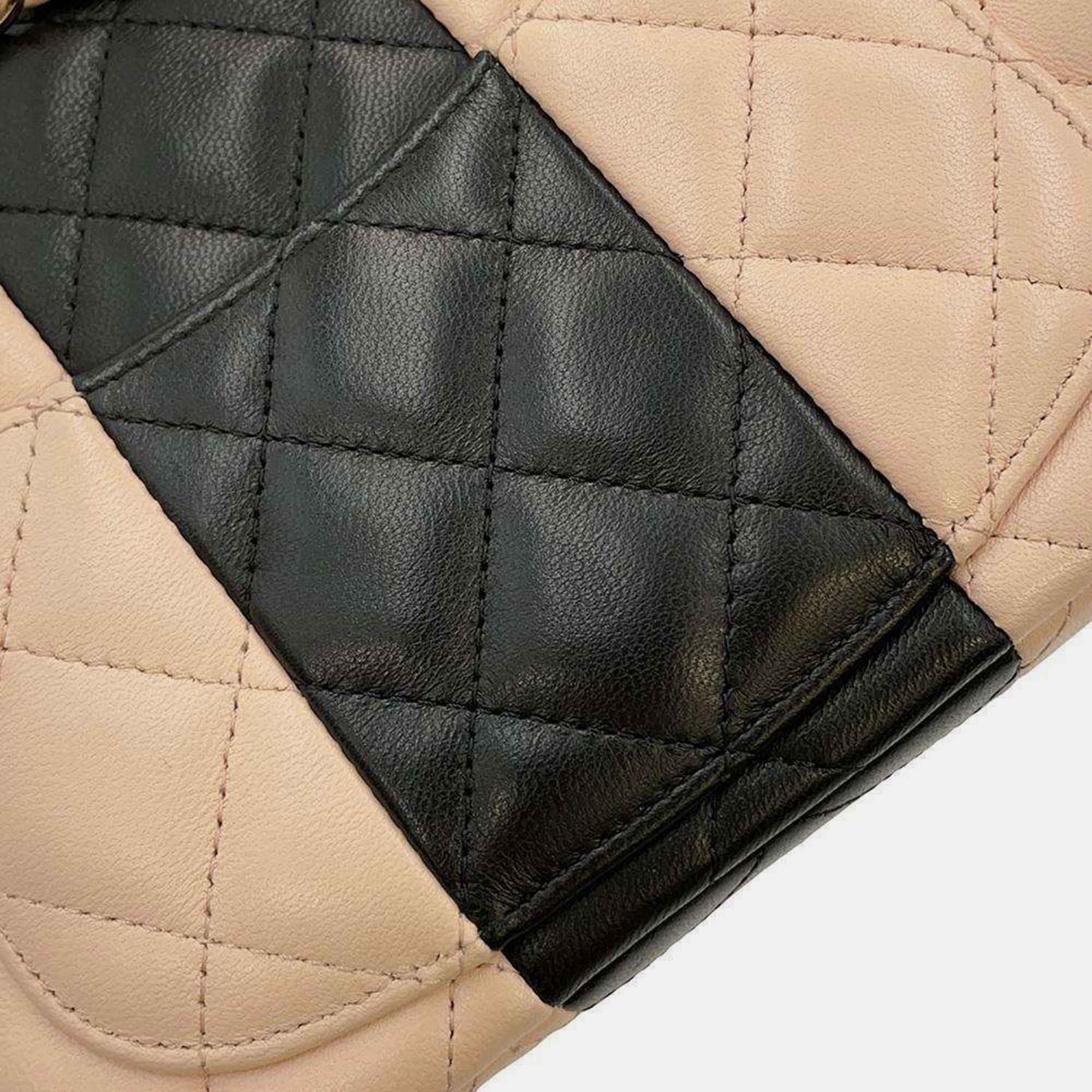 Chanel Pink/Black Lambskin Mini Matelasse Chain Shoulder Bag Size 20