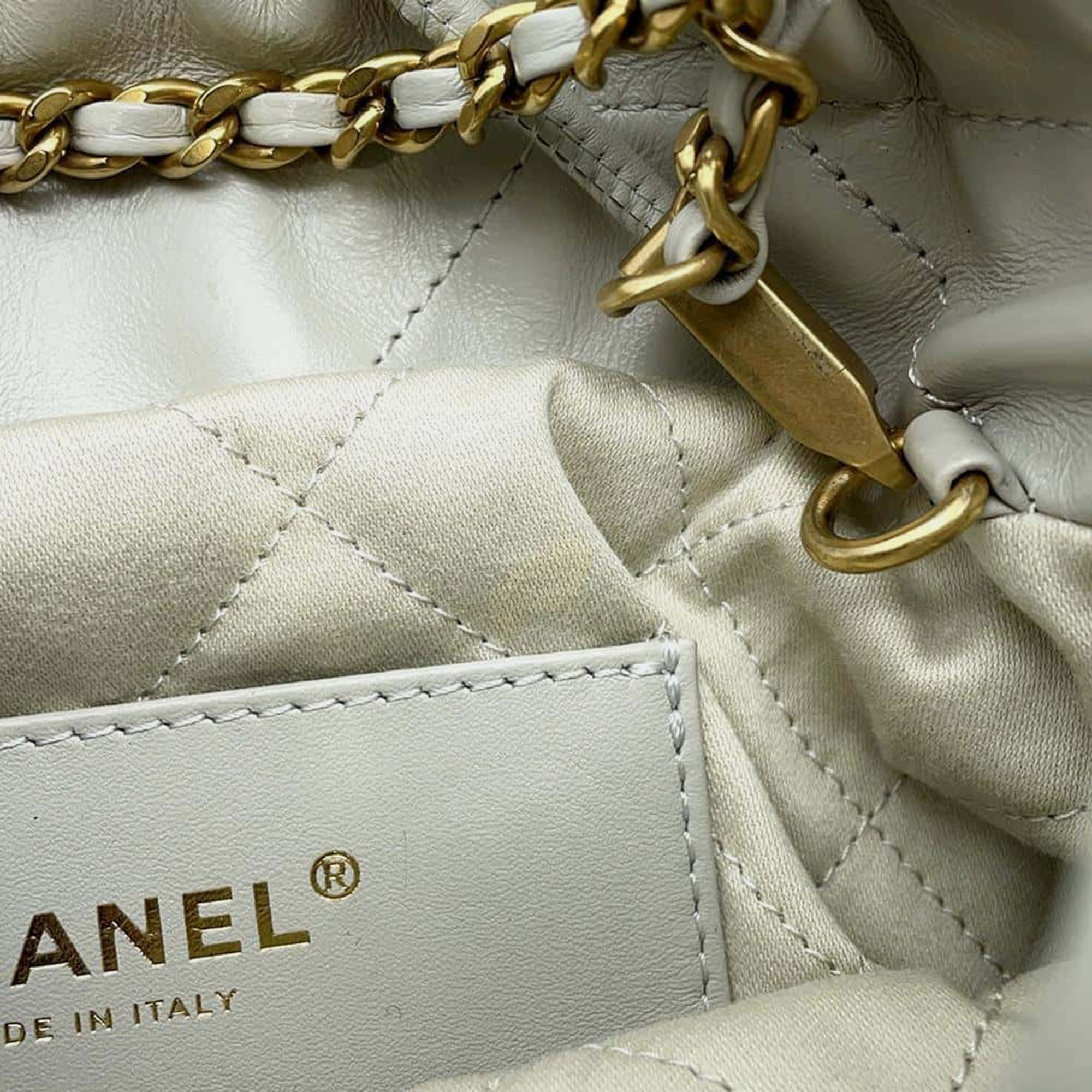 Chanel Chanel22 2wayHandbag Gray Shiny Calf Leather Size Mini