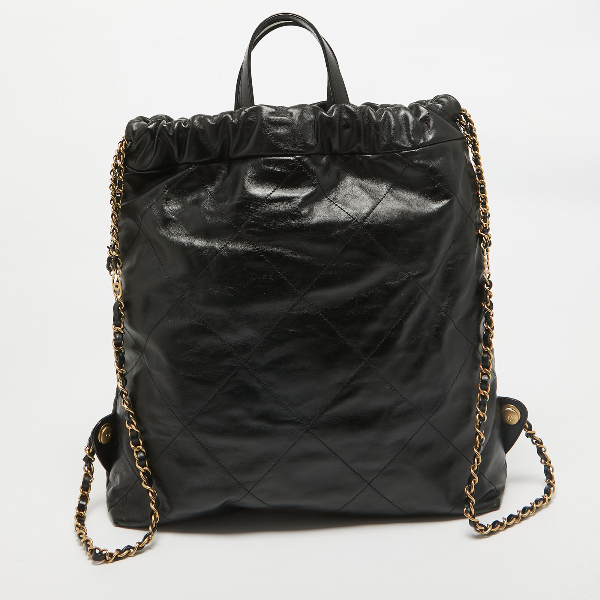 Chanel Black Quilted Leather 22 Backpack