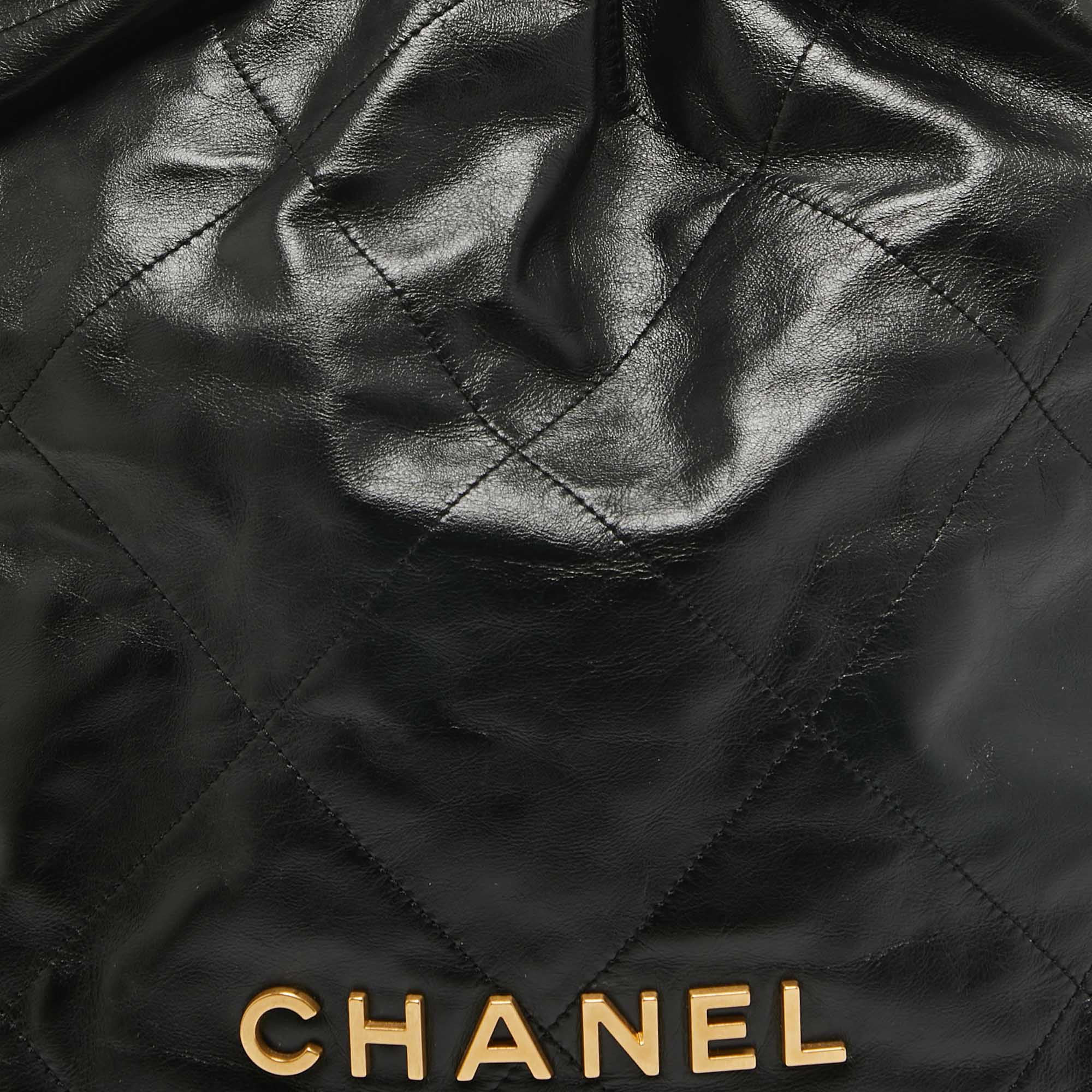 Chanel Black Quilted Leather 22 Backpack