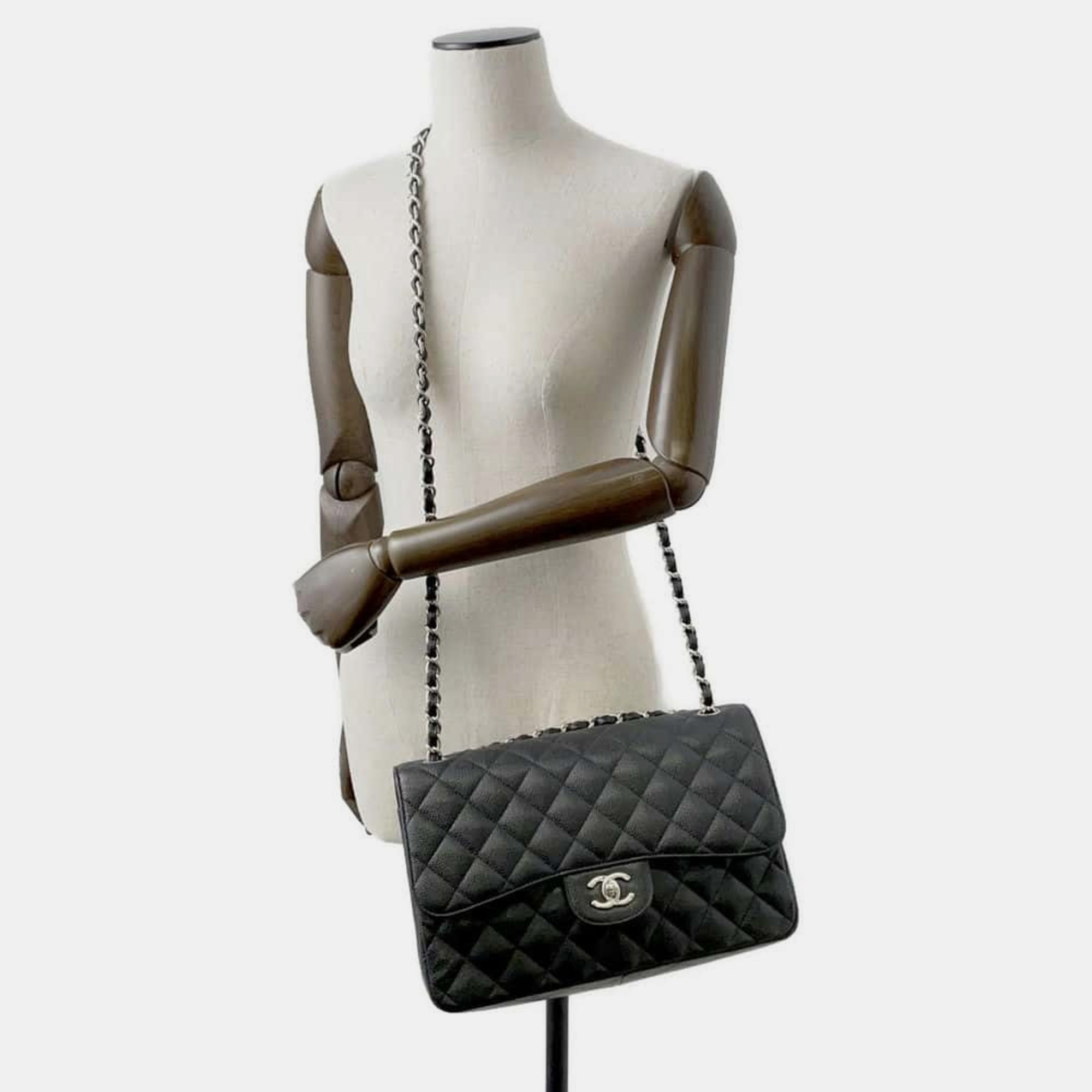 Chanel Matelasse 30 Caviar Skin Coco Mark Black Chain Shoulder Bag