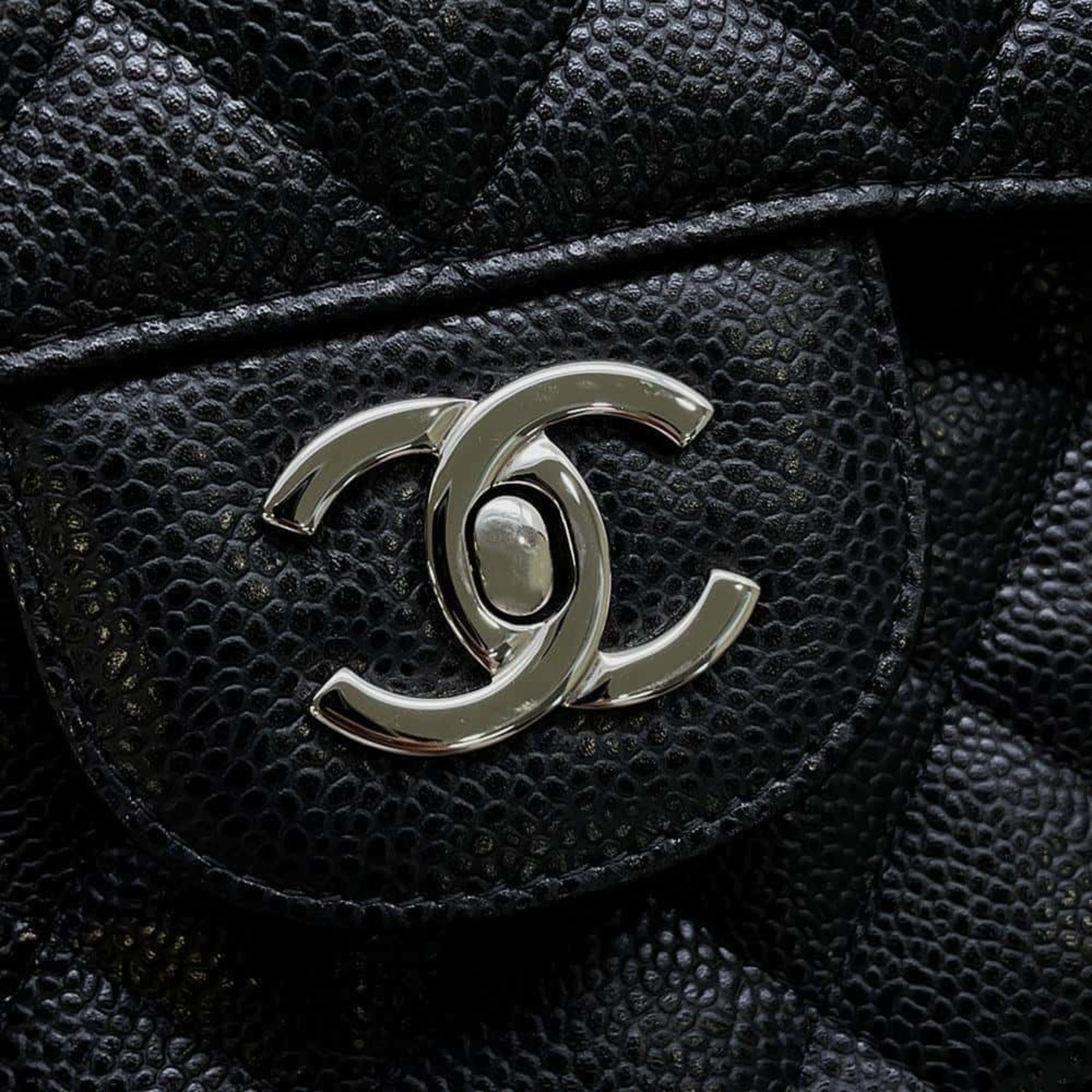 Chanel Matelasse 30 Caviar Skin Coco Mark Black Chain Shoulder Bag