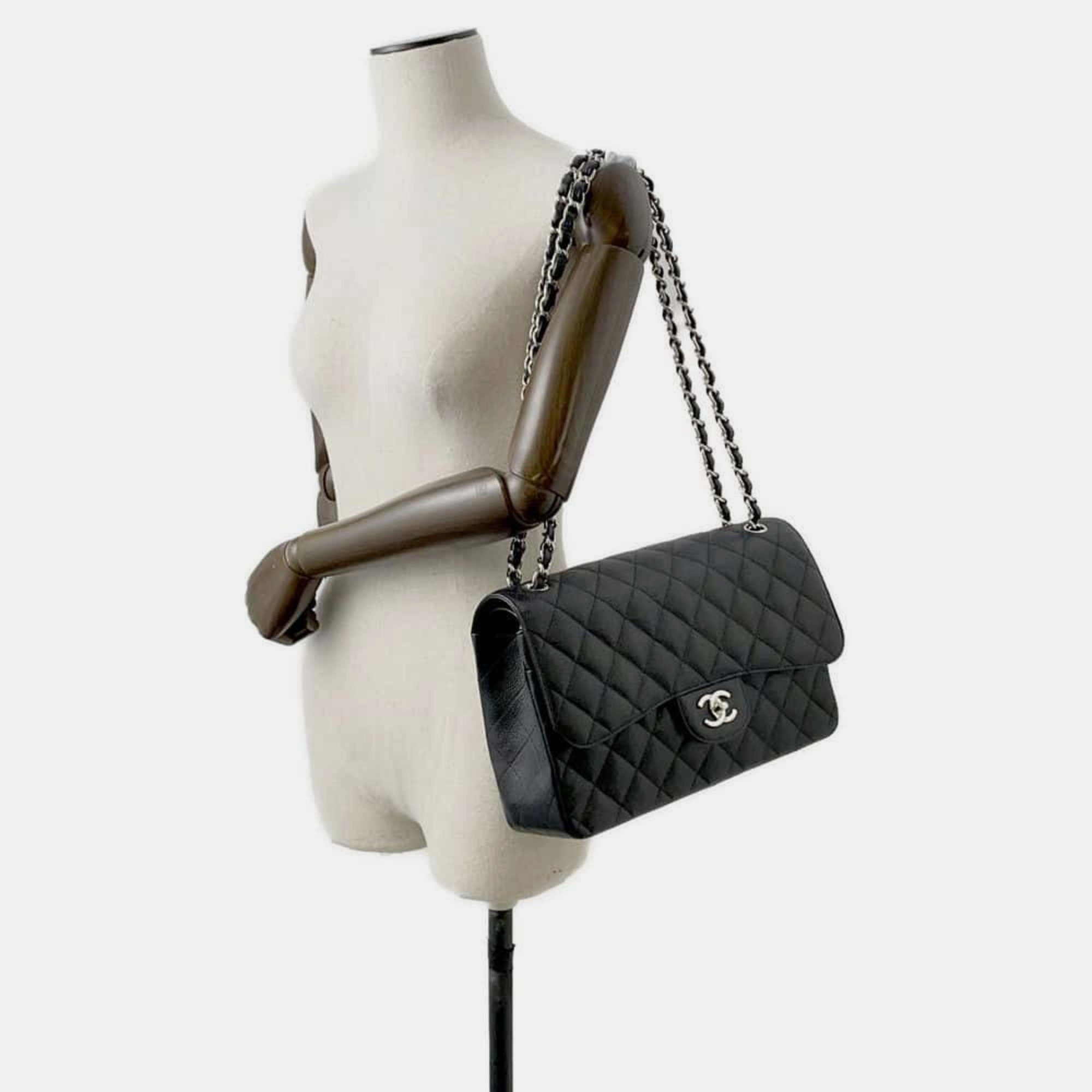 Chanel Matelasse 30 Caviar Skin Coco Mark Black Chain Shoulder Bag