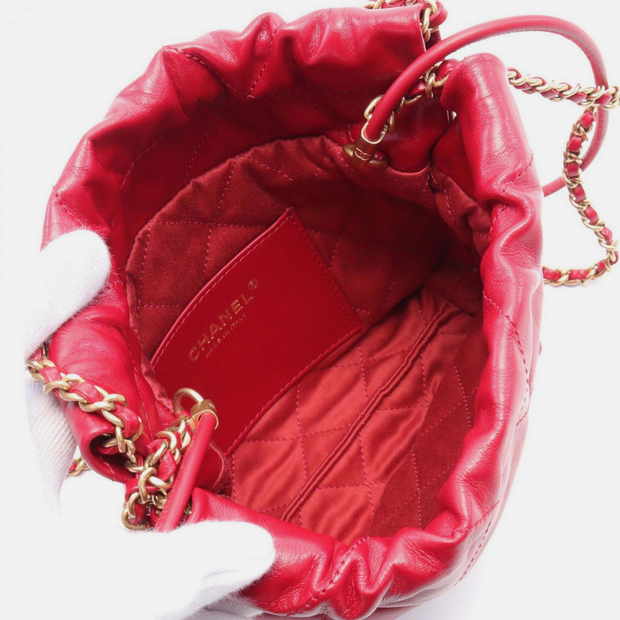 Chanel Red Leather Chanel 22 Shoulder Bag