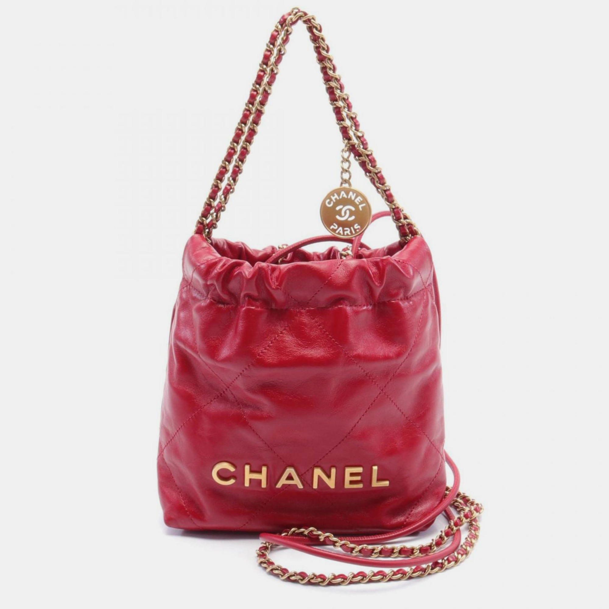 Chanel Red Leather Chanel 22 Shoulder Bag