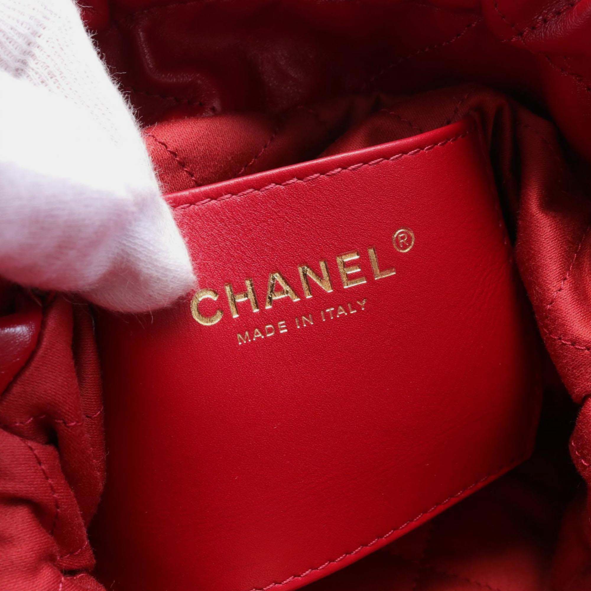 Chanel Red Leather Chanel 22 Shoulder Bag