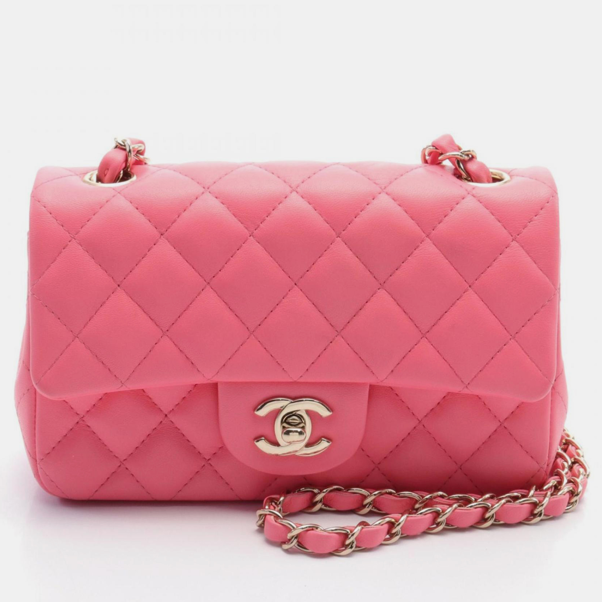 Chanel Pink Leather Matelasse 20 Shoulder Bag