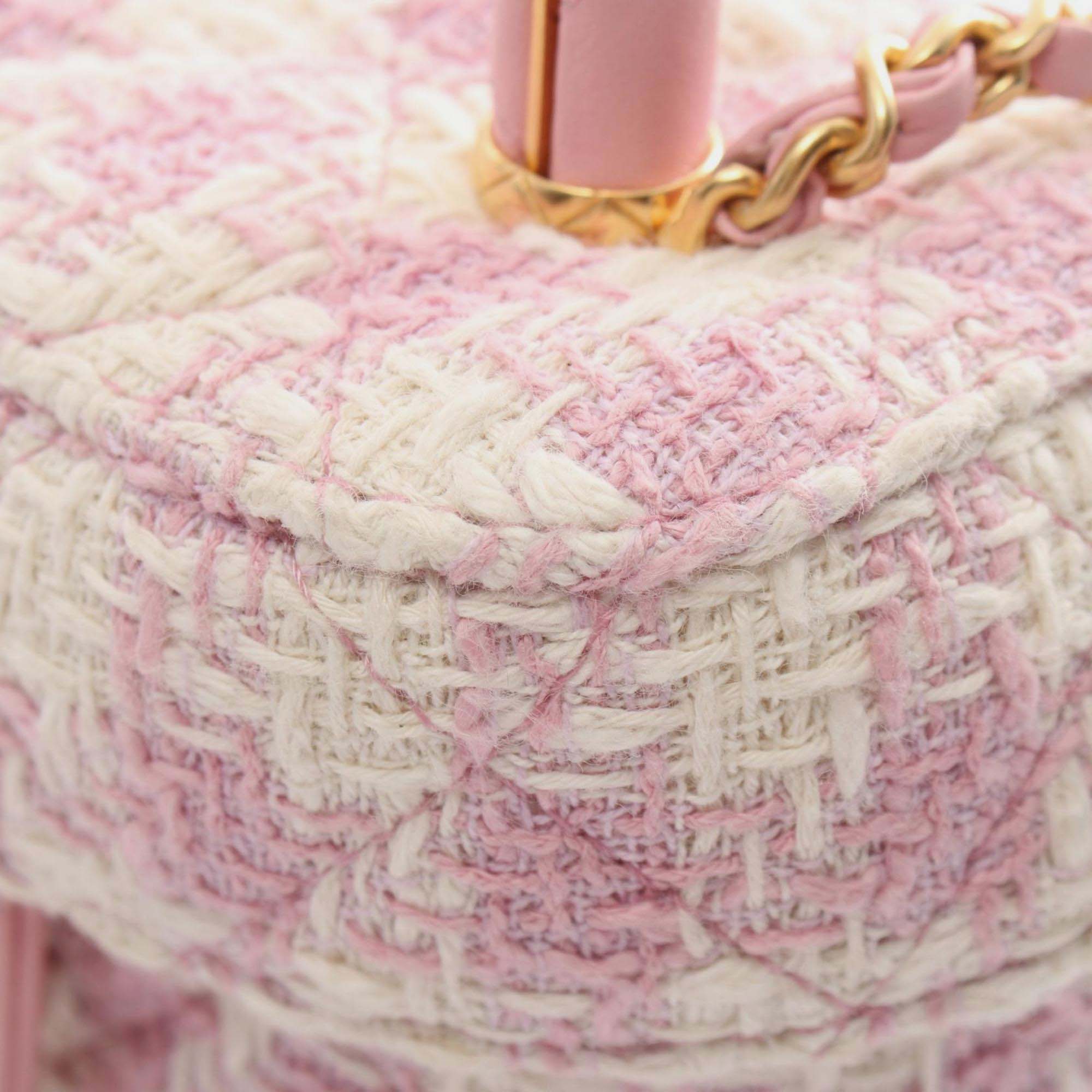 Chanel Pink White Fabric Matelasse Handbag Bag