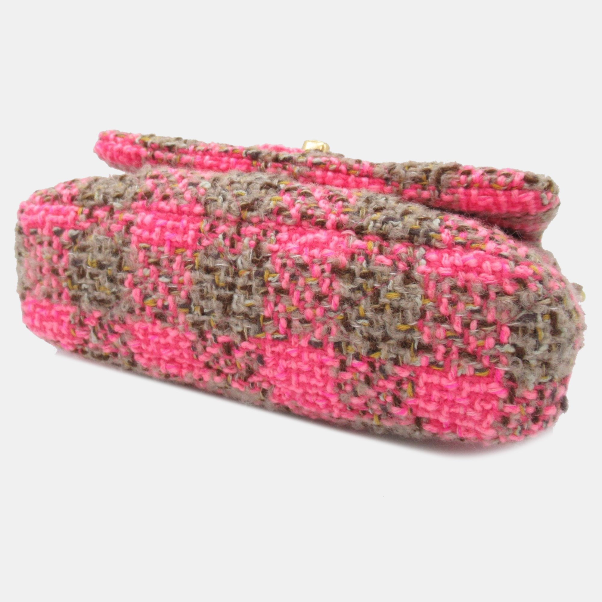 Chanel Pink Brown Tweed Chain Shoulder Bag